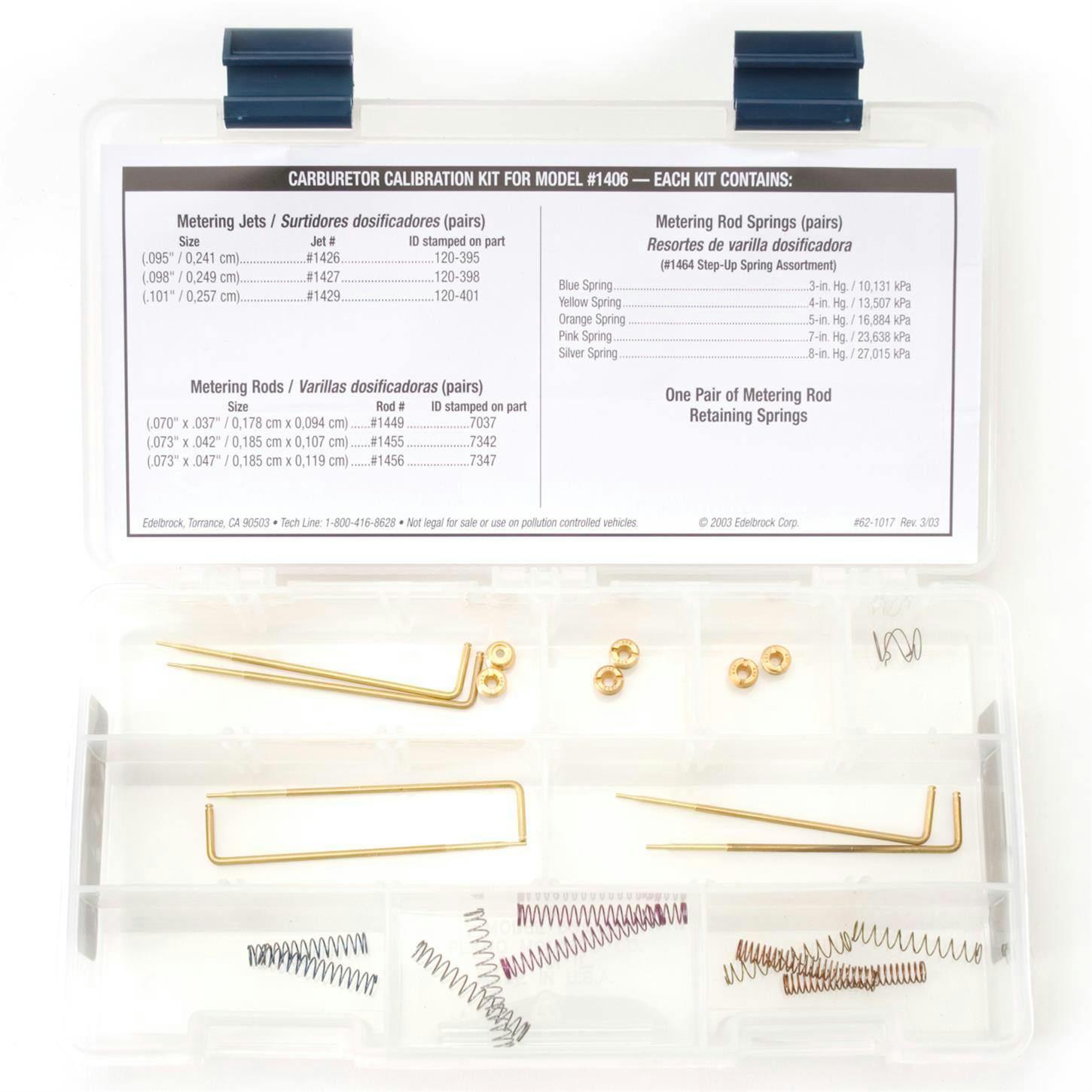 Edelbrock 1487 Performer Carburetor Calibration Kit, 1406