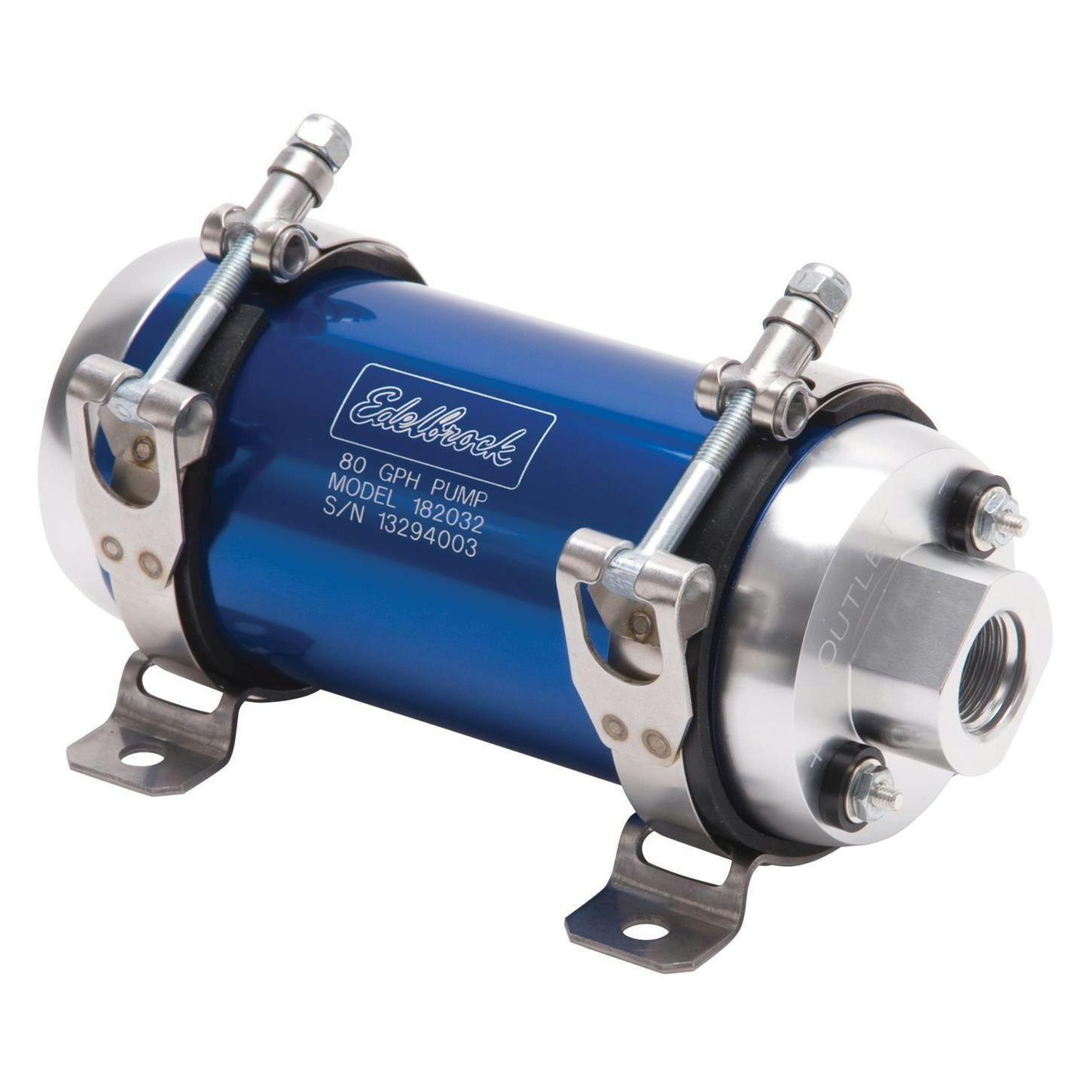 Edelbrock 182032 In-Line Blue Electric Fuel Pump, 80 GPH