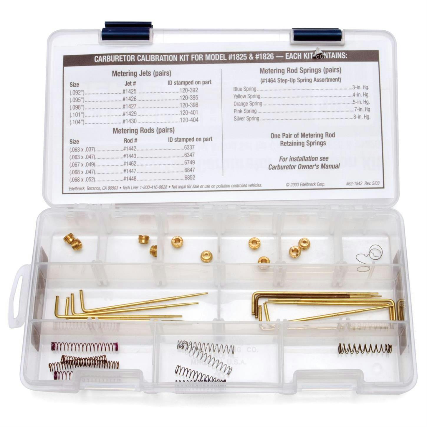 Edelbrock 1842 Thunder Series AVS Carburetor Jet/Rod Kit For 1825/1826