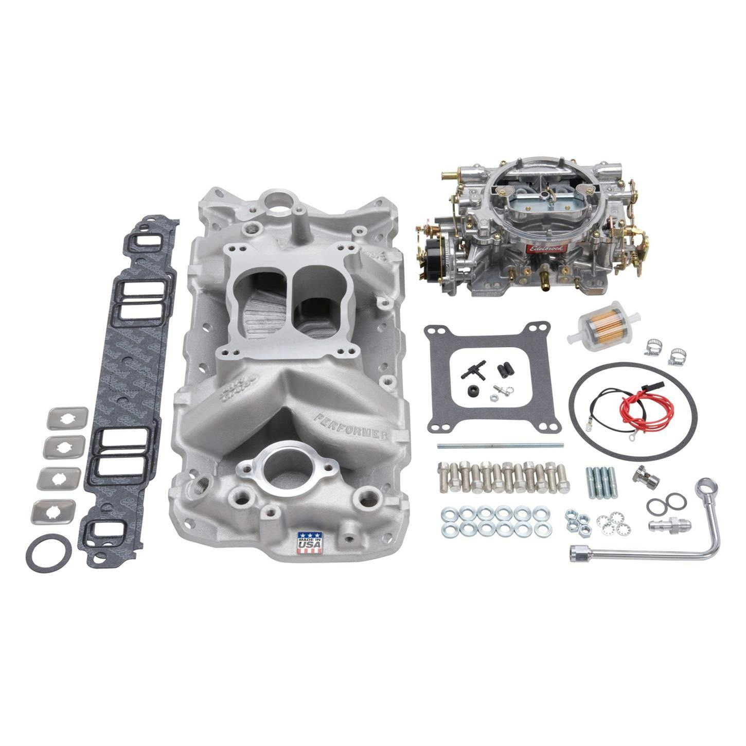 Edelbrock 2020 Single-Quad Intake Manifold/Carburetor Kit, Chevy