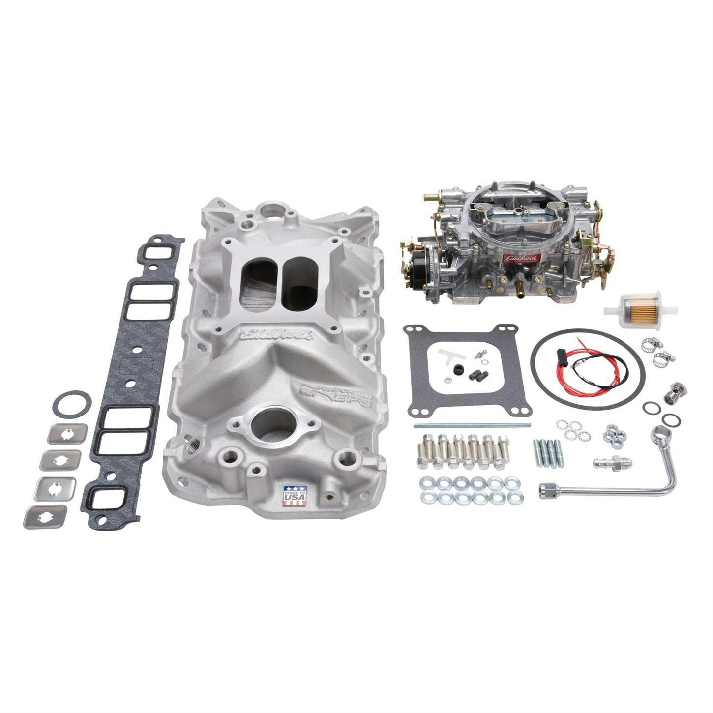 Edelbrock 2021 Single-Quad Intake Manifold/Carburetor Kit, Chevy