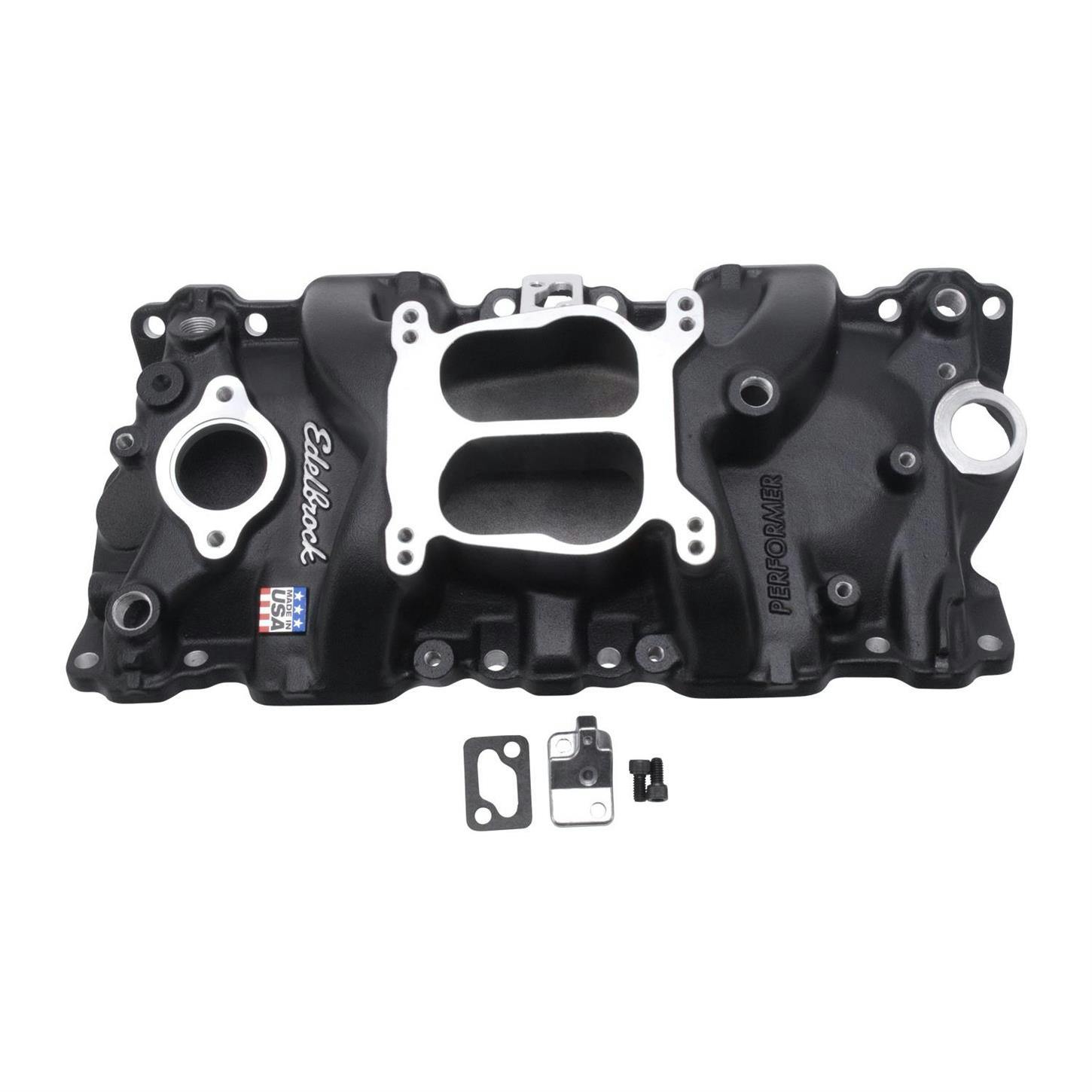 Edelbrock 21043 Performer Intake S/B Chevy, 1987-95 W/ Iron Heads, Black