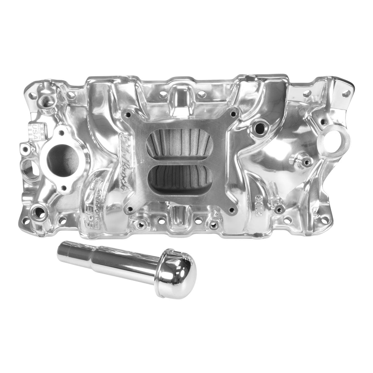 Edelbrock 27031 Performer Eps Manifold, Fill Tube, SBC, Polished