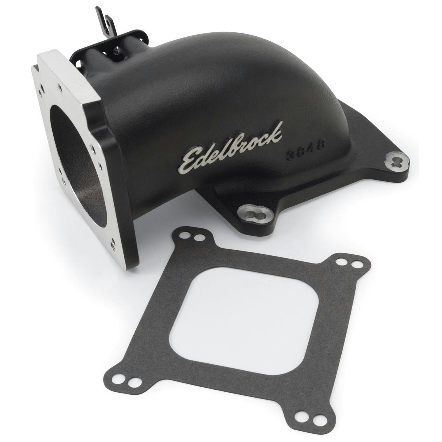 Edelbrock 38483 Intake Elbow Throttle Body Adapter, Black, 90mm