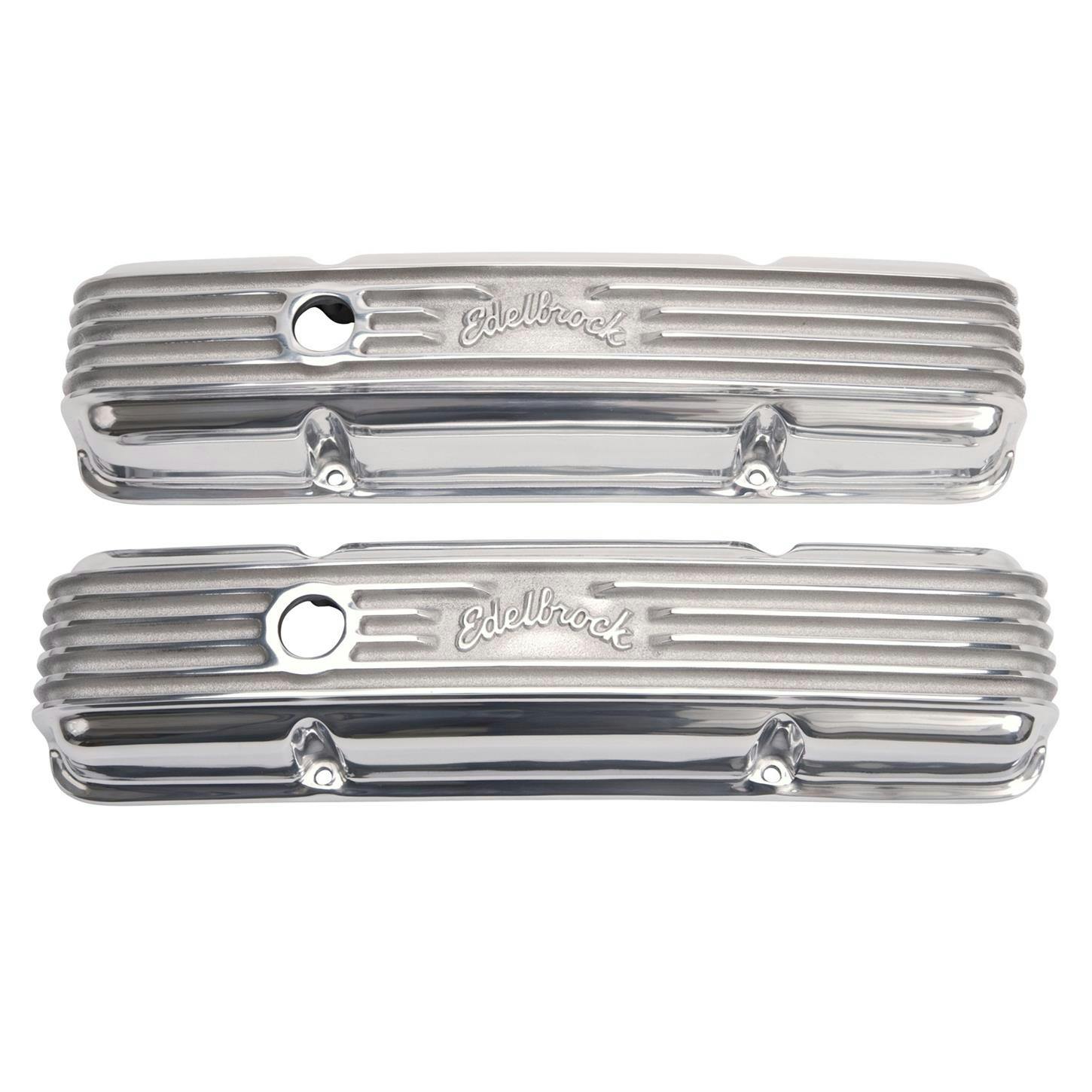 Edelbrock 4143 Aluminum Valve Cover Set, Polished, Small Block Chevy