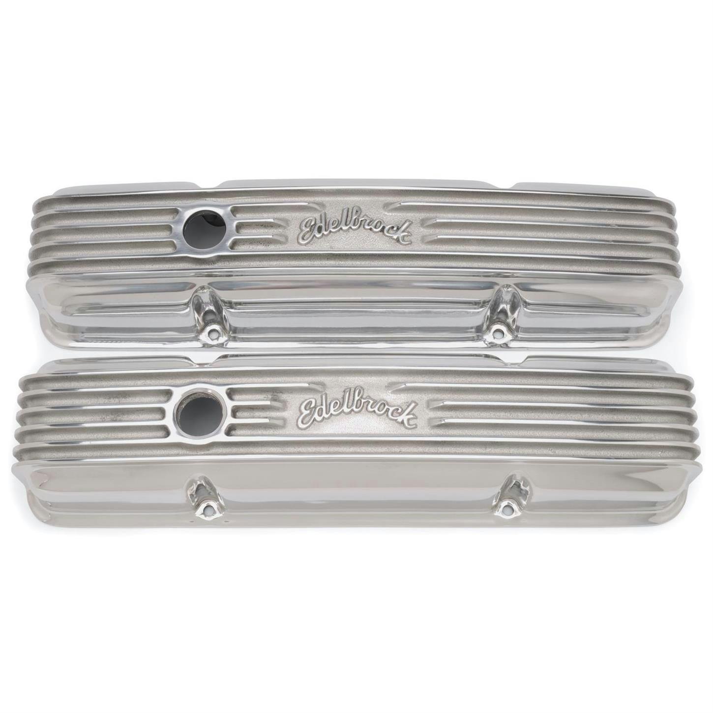 Edelbrock 4144 1960-86 Small Block Chevy Finned Valve Covers w/ Holes
