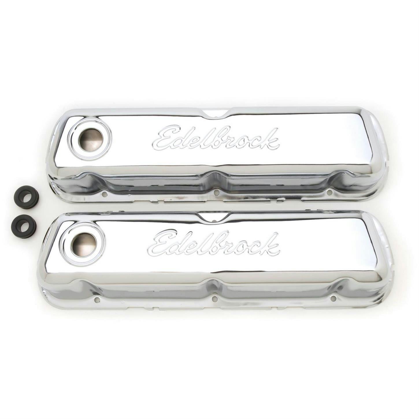 Edelbrock 4460 Signature Series Chrome Valve Cover Set, SB Ford