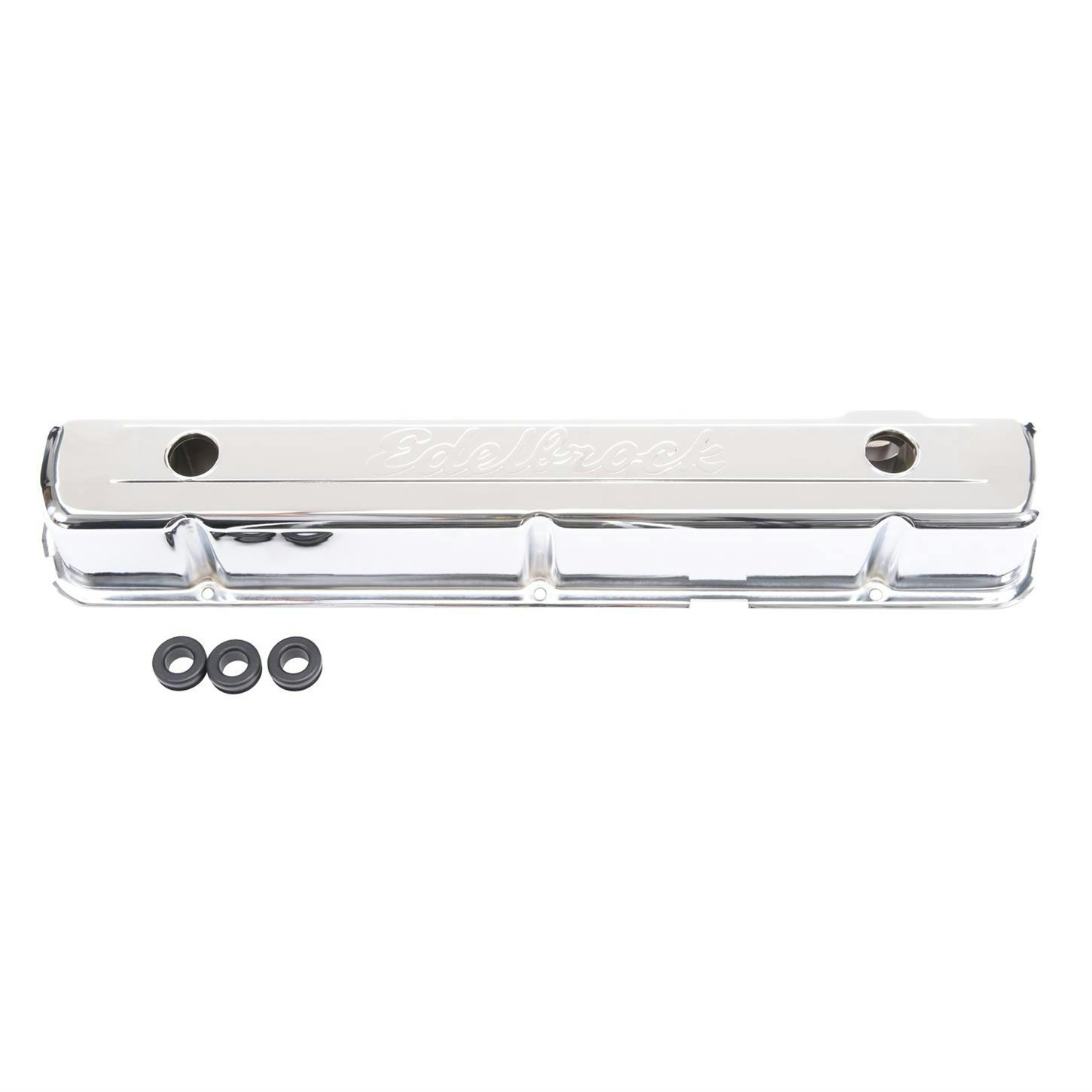 Edelbrock 4477 Signature Series Chrome Valve Cover Set, Chevy L6