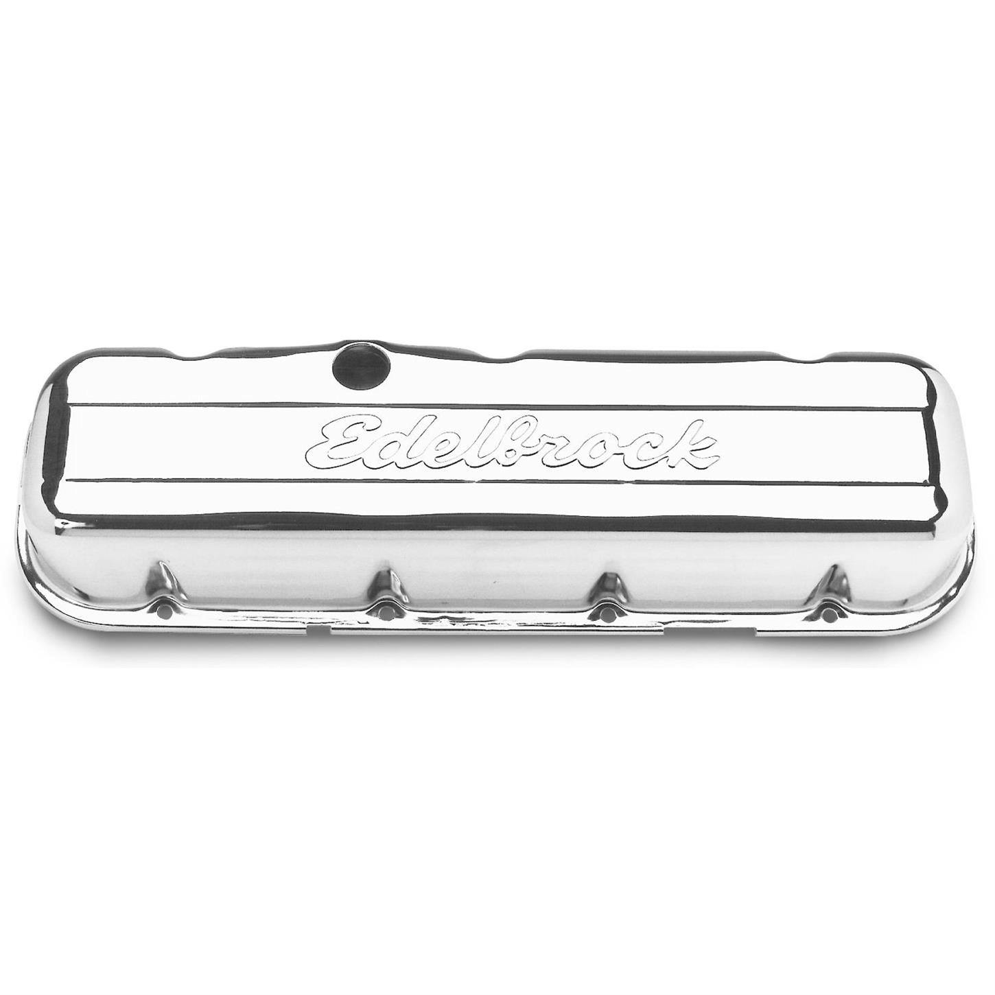 Edelbrock 4480 Signature Series Chrome Valve Cover Set, BB Chevy