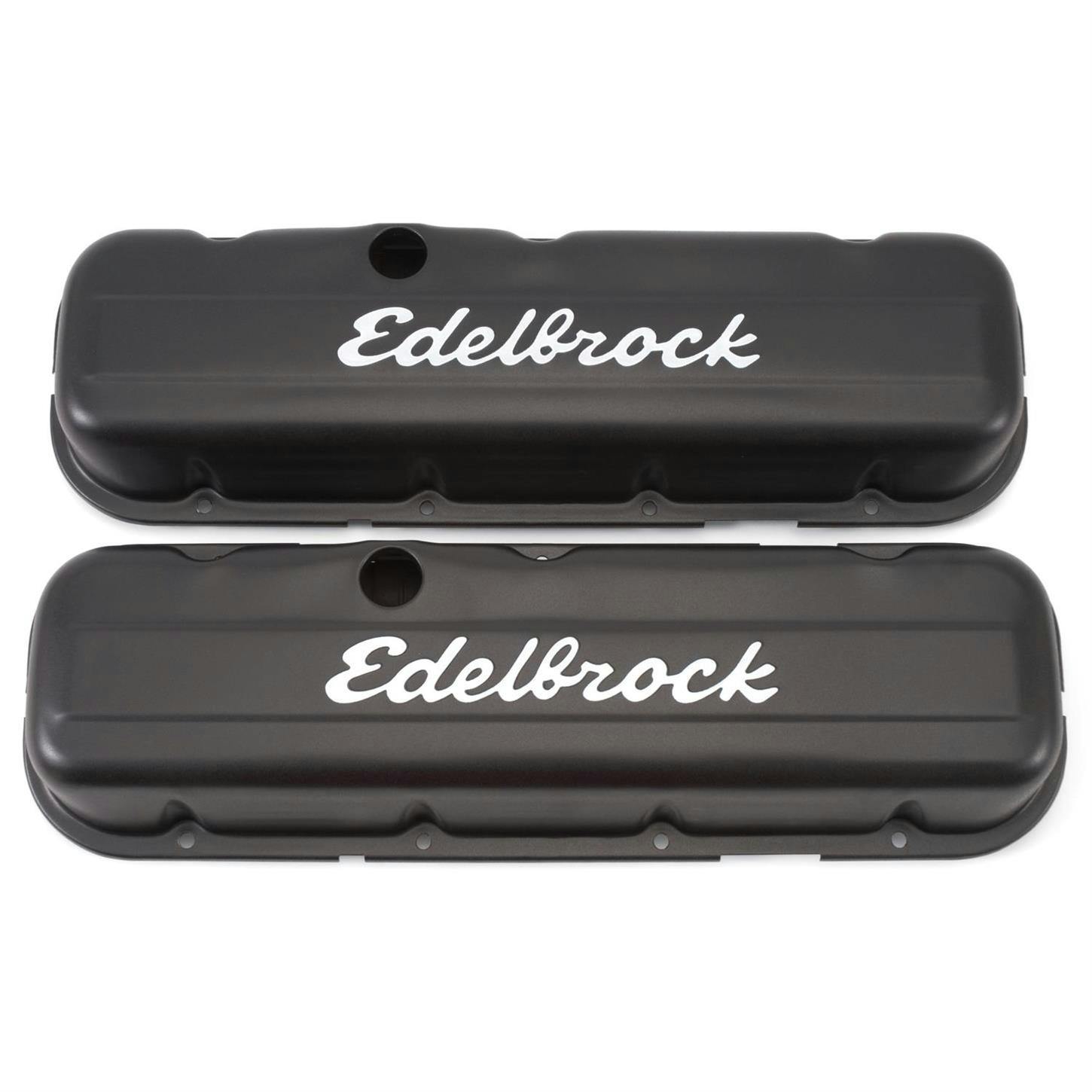 Edelbrock 4483 Signature Series Black Valve Cover Set,Big Block Chevy