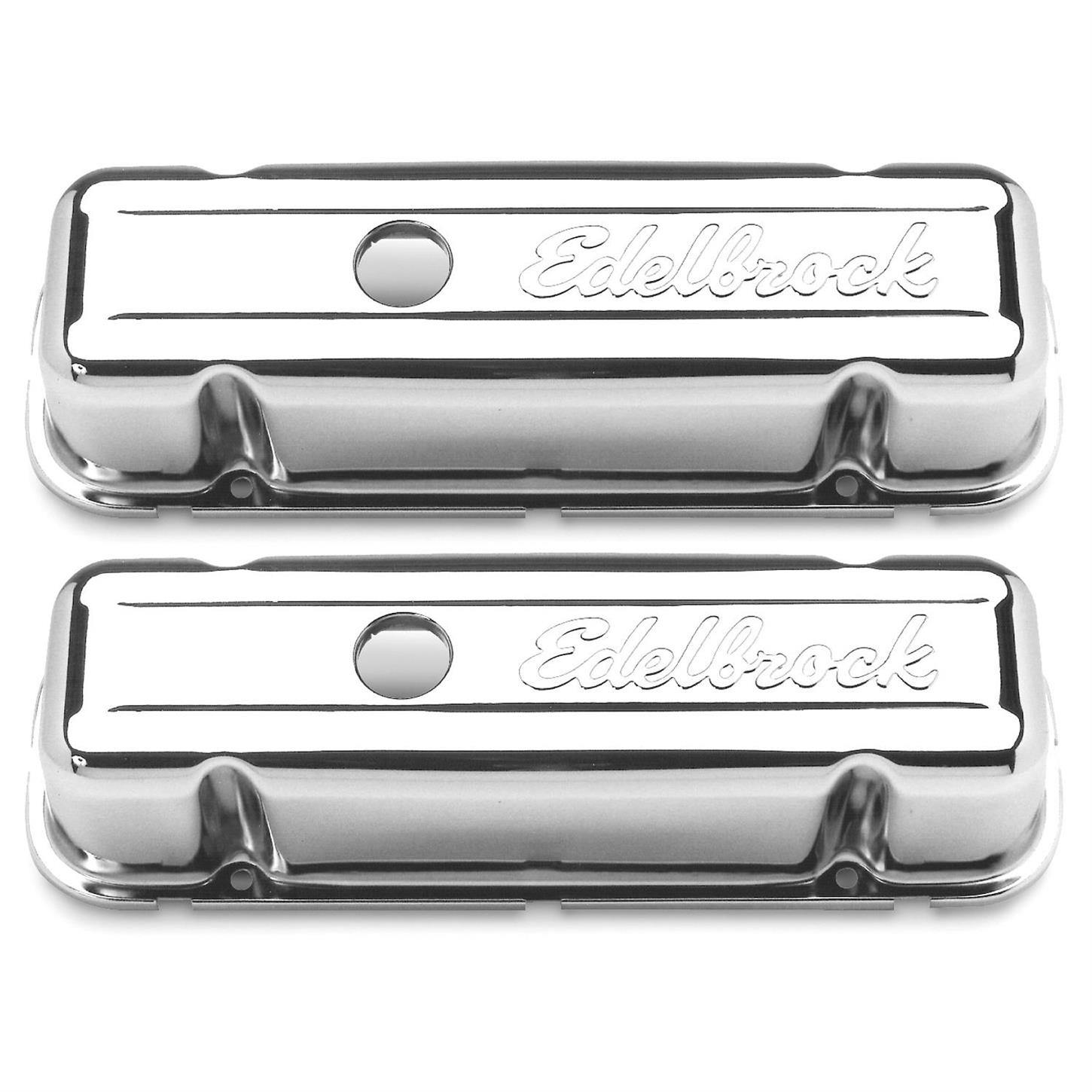 Edelbrock 4486 Signature Series Chrome Valve Cover Set, Buick 3.8/4.1L