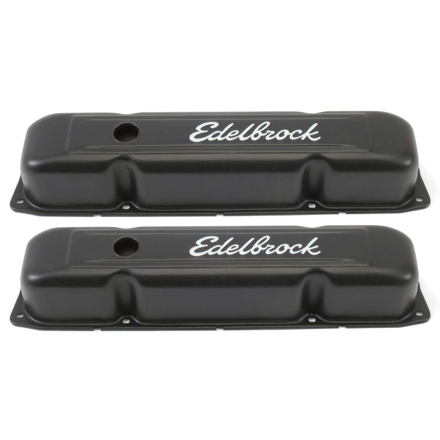 Edelbrock 4493 Signature Series Black Valve Cover Set, BB Mopar