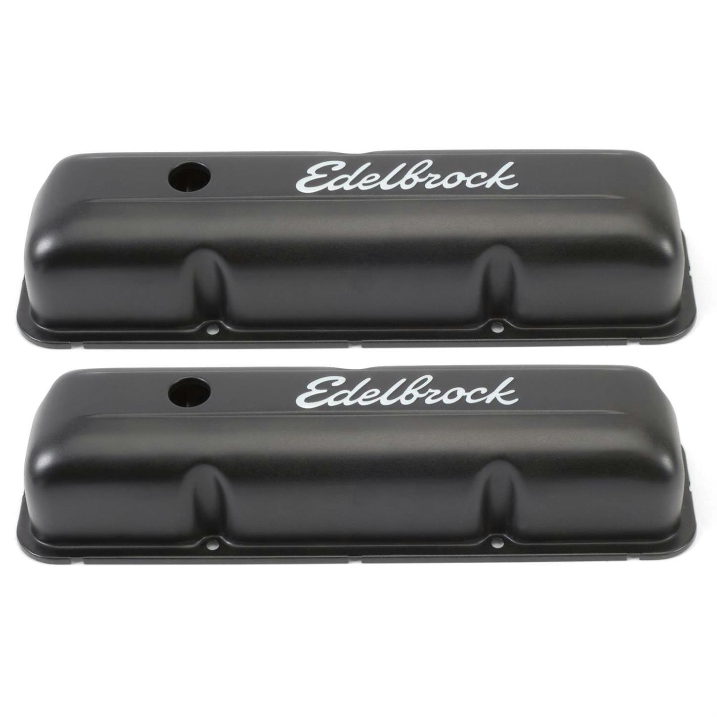 Edelbrock 4623 Signature Series Black Valve Cover Set, FE BB Ford