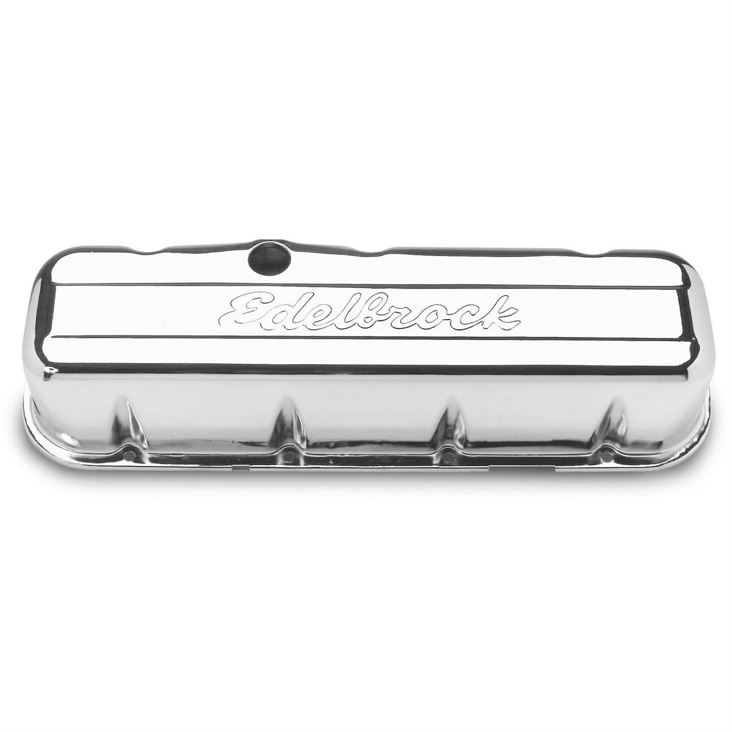 Edelbrock 4680 Signature Series Chrome Valve Cover Set, BB Chevy