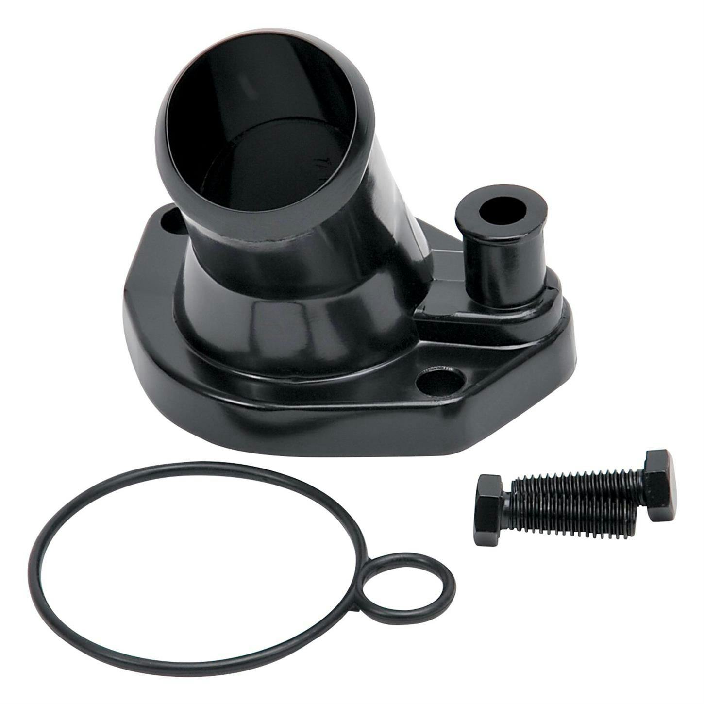 Edelbrock 48143 15 Degree Black Aluminum Waterneck, SBF V8