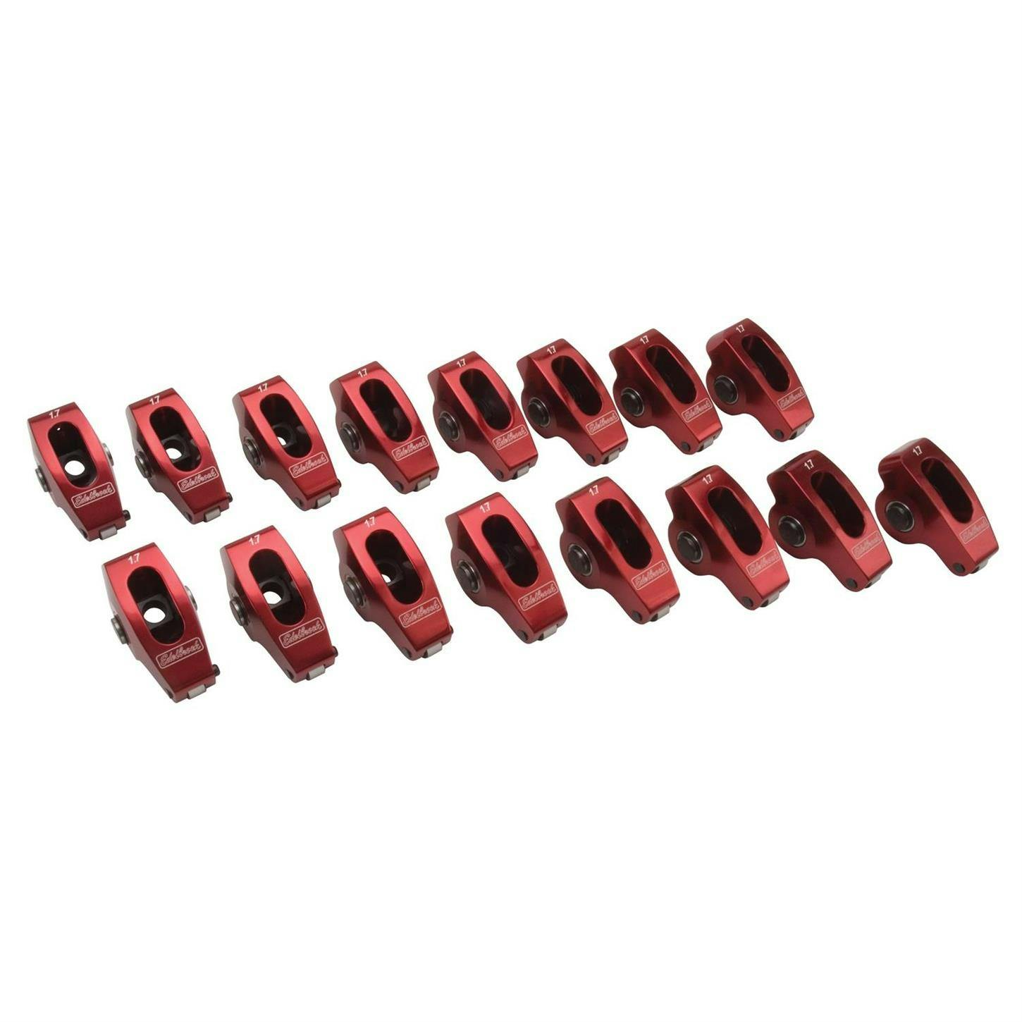 Edelbrock 77790 Red Roller Rocker Arm, B/B Chevy, Alum, Set/16