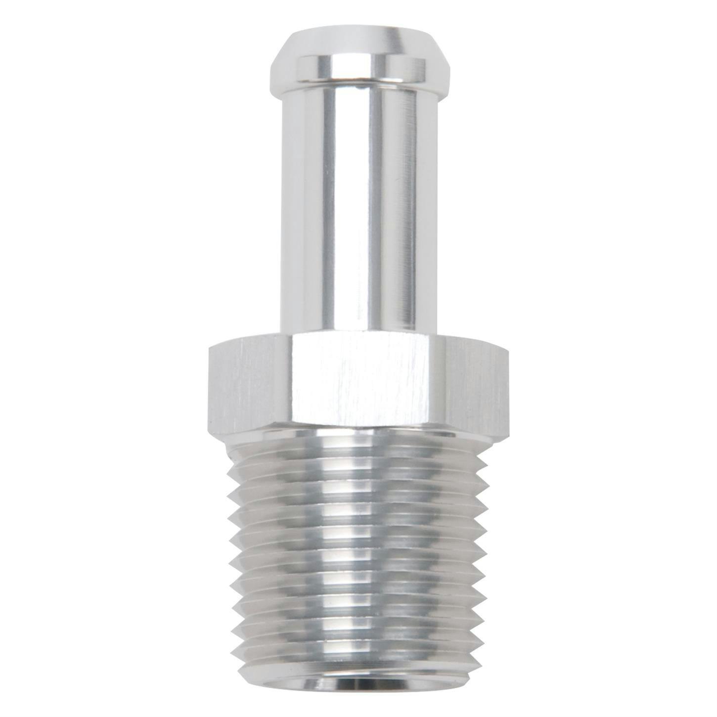 Edelbrock 8121 Pipe to Hose Barb Fitting, 1/2 to 1/2, Clear Anodized