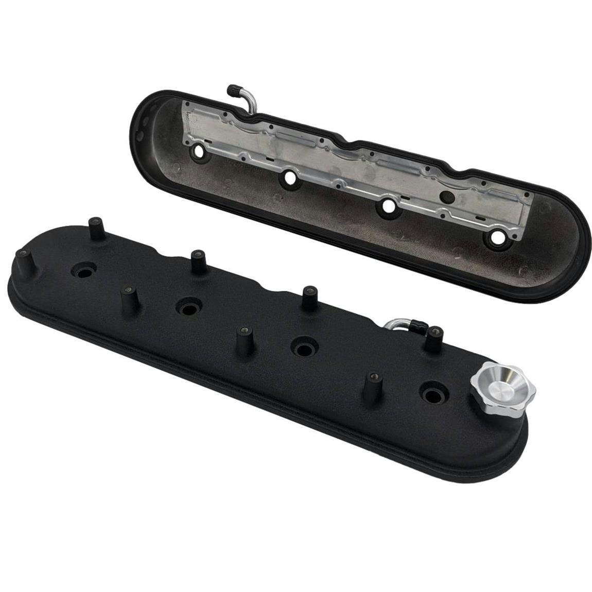 Granatelli LS Valve Cover, Angled Coil, Black Wrinkle, Pair