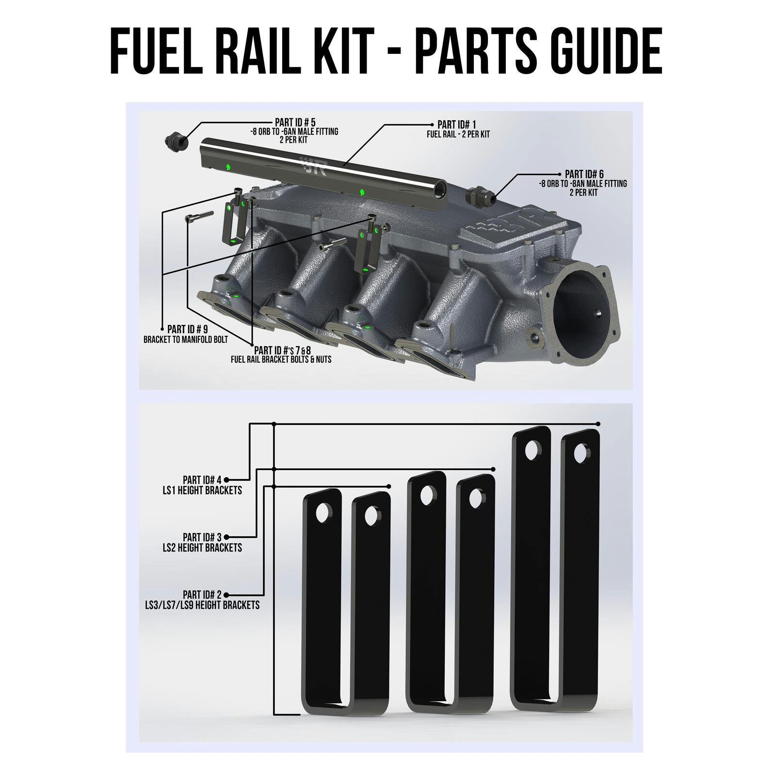 BTR FRK-01 Billet Fuel Rail Kit Equalizer/Trinity Intake Manifold