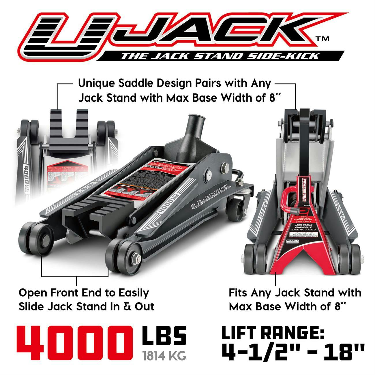 Powerbuilt 2-Ton U-Floor Jack With 2-Ton Floor Jackstands