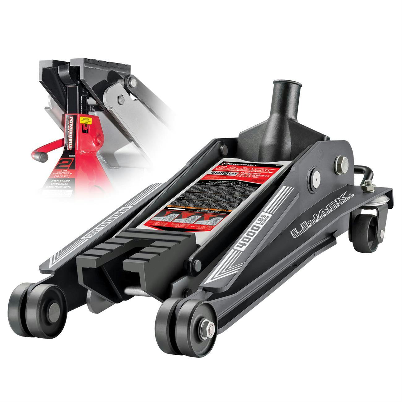 Powerbuilt 620516 U-Jack Floor Jack, 2 Ton W/ Jack Stand Slot