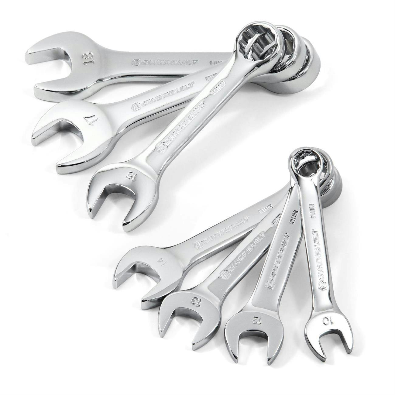 Powerbuilt 640204 Stubby Combination Wrenches, 7 Piece Metric