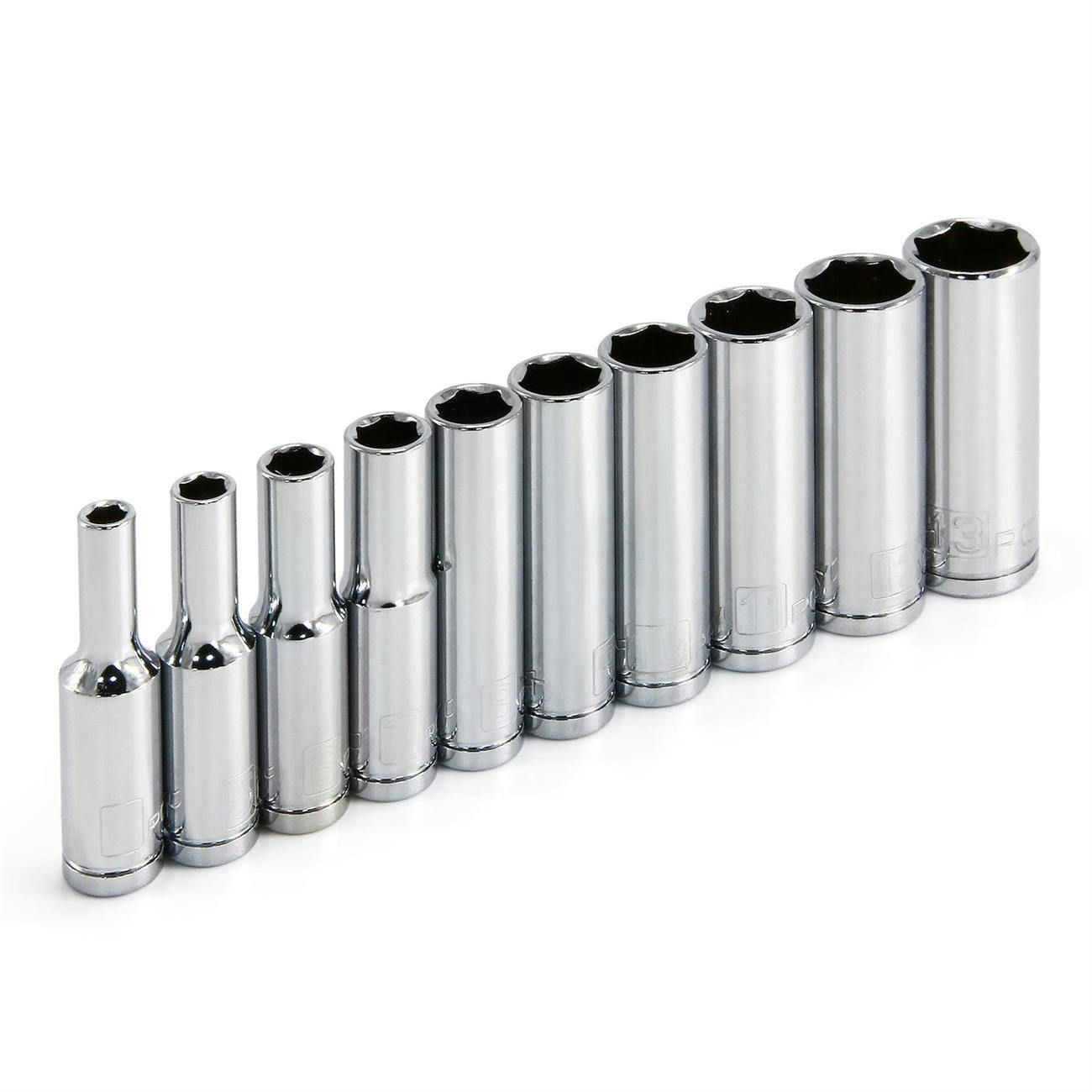 Powerbuilt 640538 6 Pt. Deep Sockets, Metric, 10 Pc., 1/4 Dr.