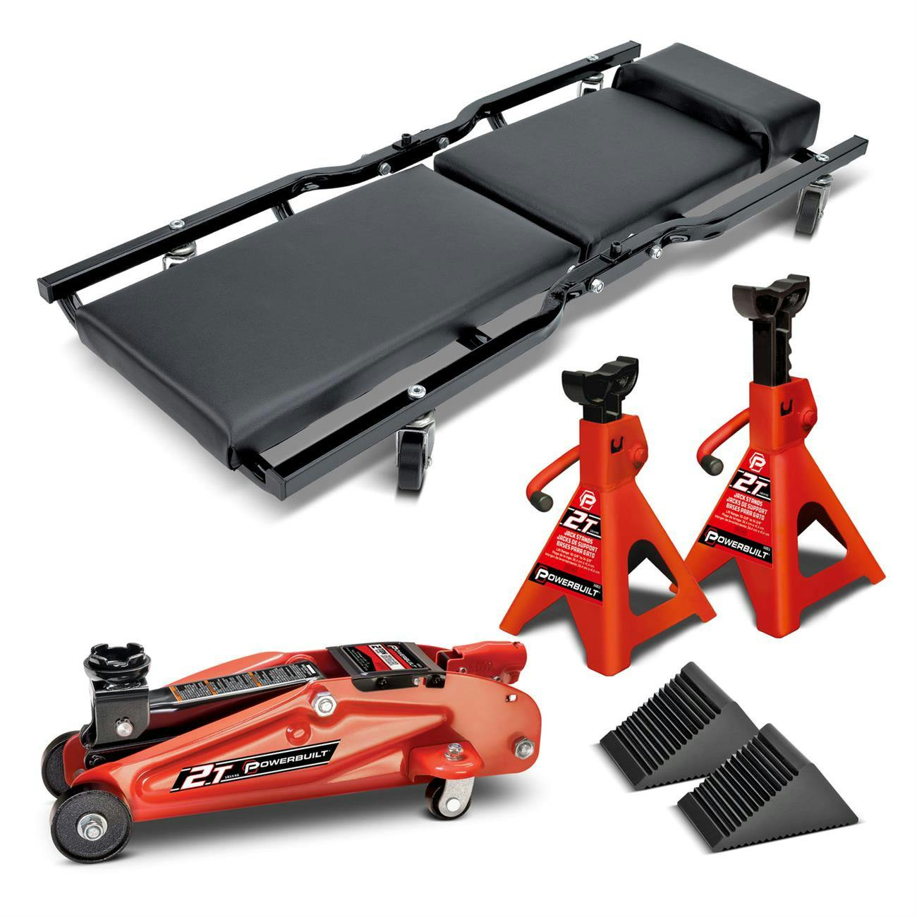 Powerbuilt 640816 Floor Creeper and Jack Set, 6 Piece