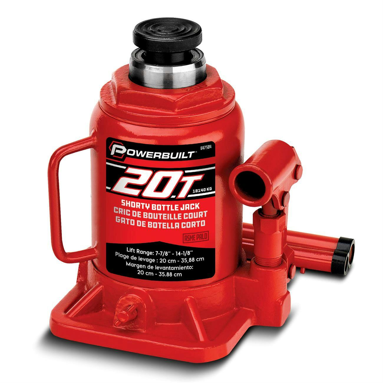 Powerbuilt 647504 Shorty Bottle Jack, 20 Ton, Heavy Duty