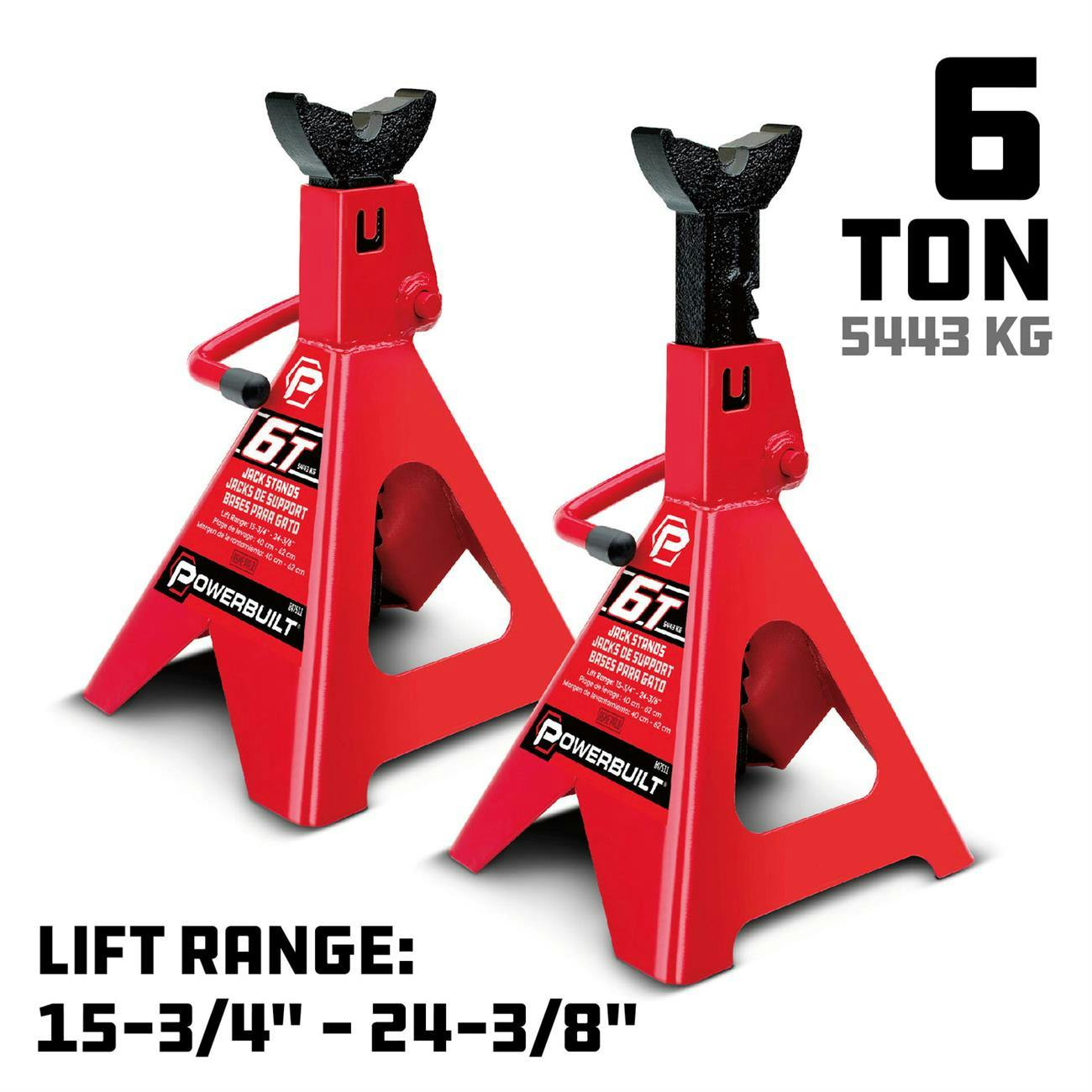 Powerbuilt 647511 Jackstands, 6 Ton, Heavy Duty Steel
