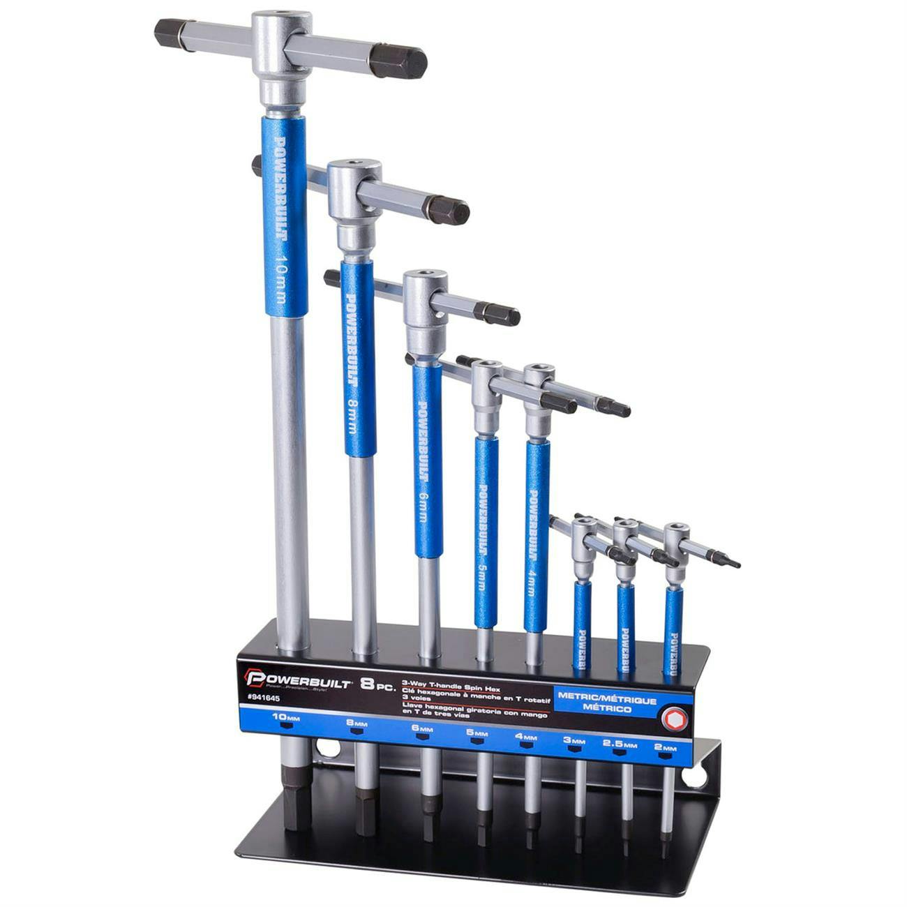 Powerbuilt 941645 T-Handle Hex Key Wrench Set, Metric, 8 Piece
