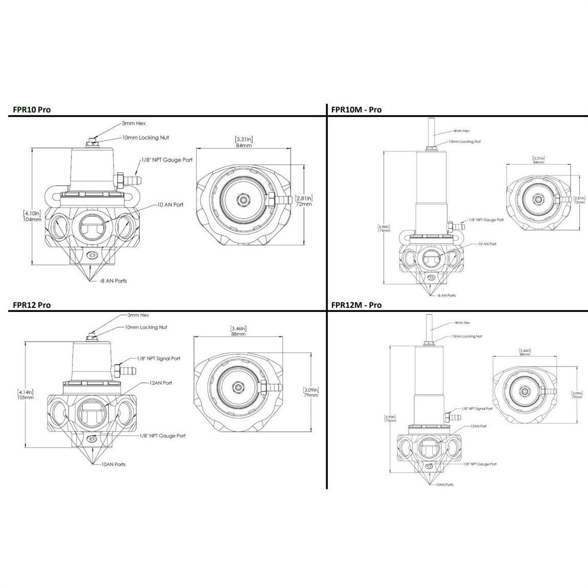 Turbosmart TS-0404-1242 Fuel Pressure Regulator, 5 Port, AN 10