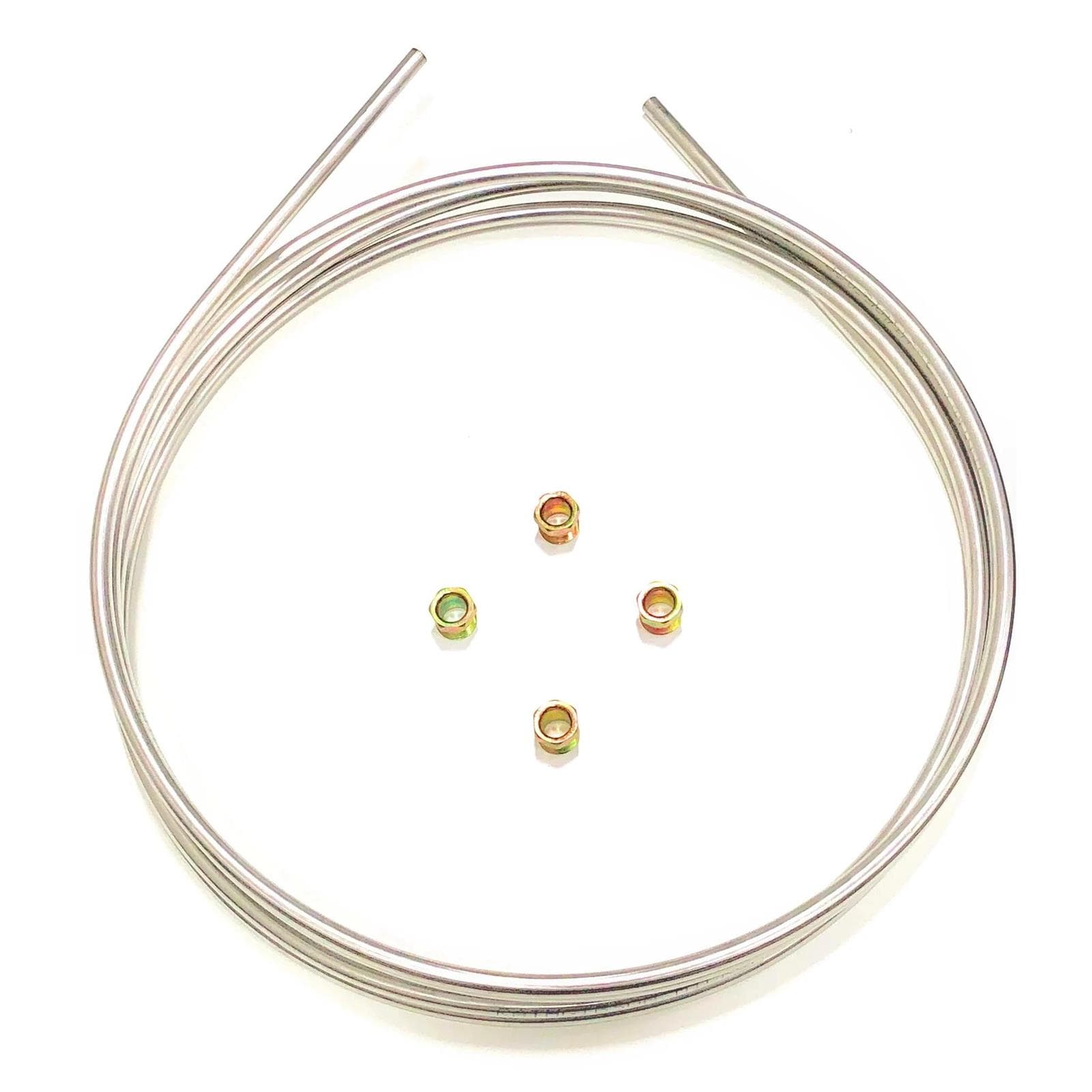 16 FT SS 3/8" Fuel/Transmission Line Coil Roll W/4 Fittings