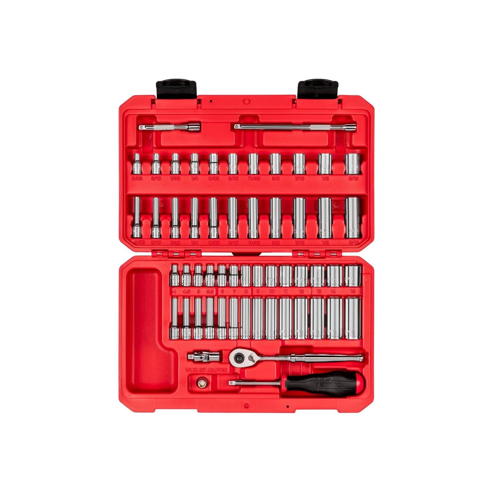 Tekton SKT05304 56 Piece 1/4 In. Drive 12 Pt Socket/Ratchet Set