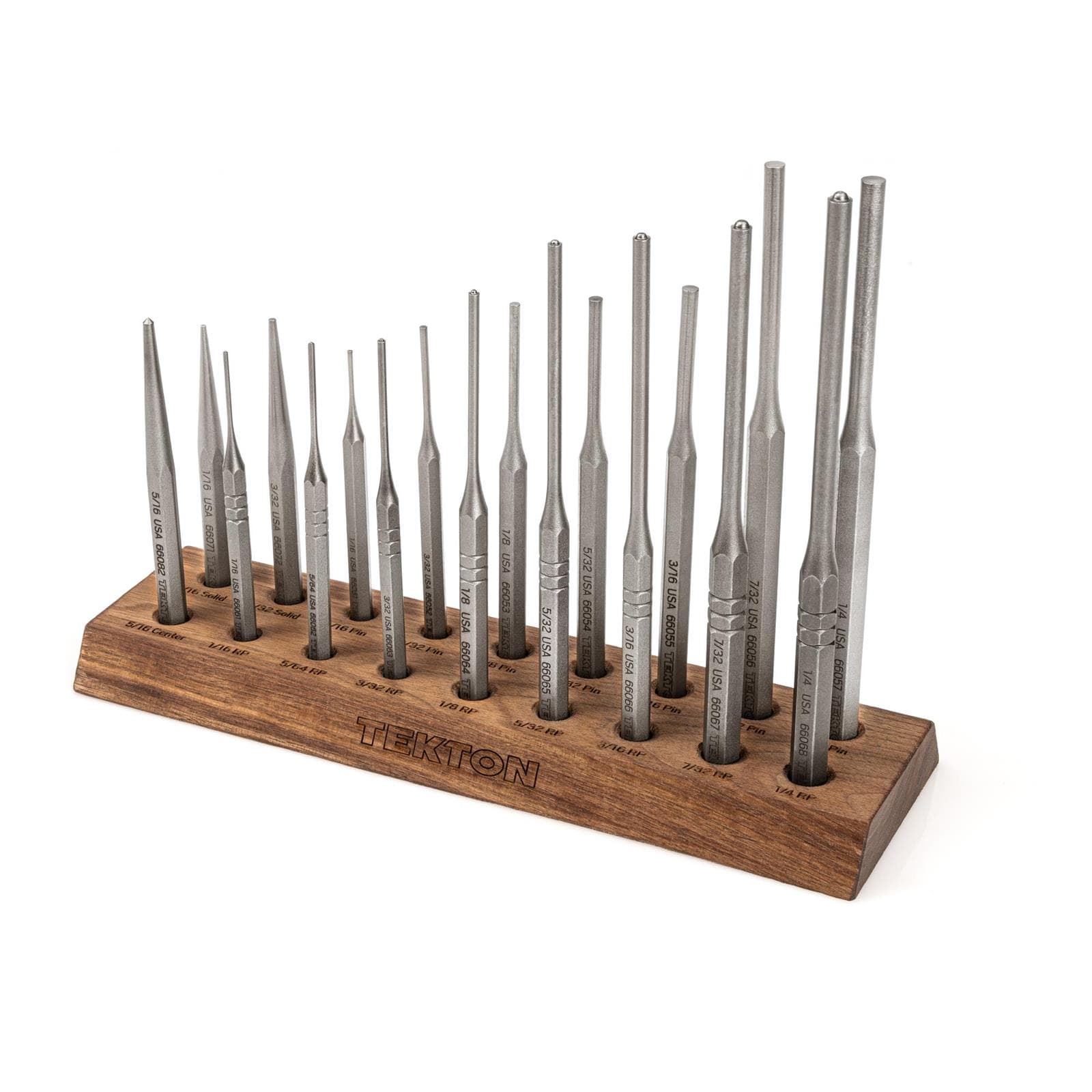 Tekton 66564 Punch Set with Walnut Block (18-Piece)