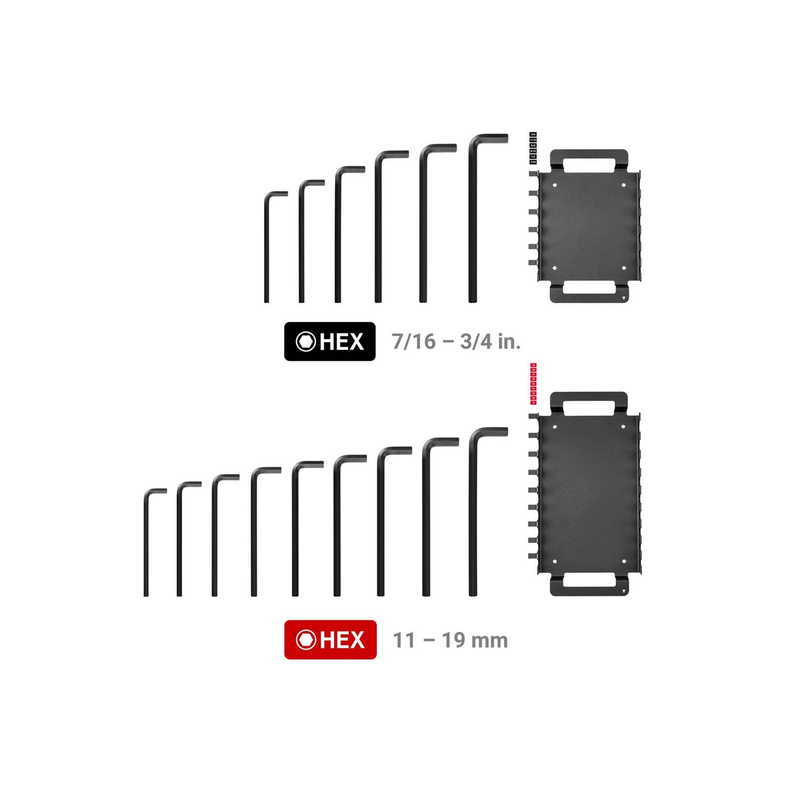 Tekton KLX92301 Flat End Hex L-Key Set with Racks, 15-Piece