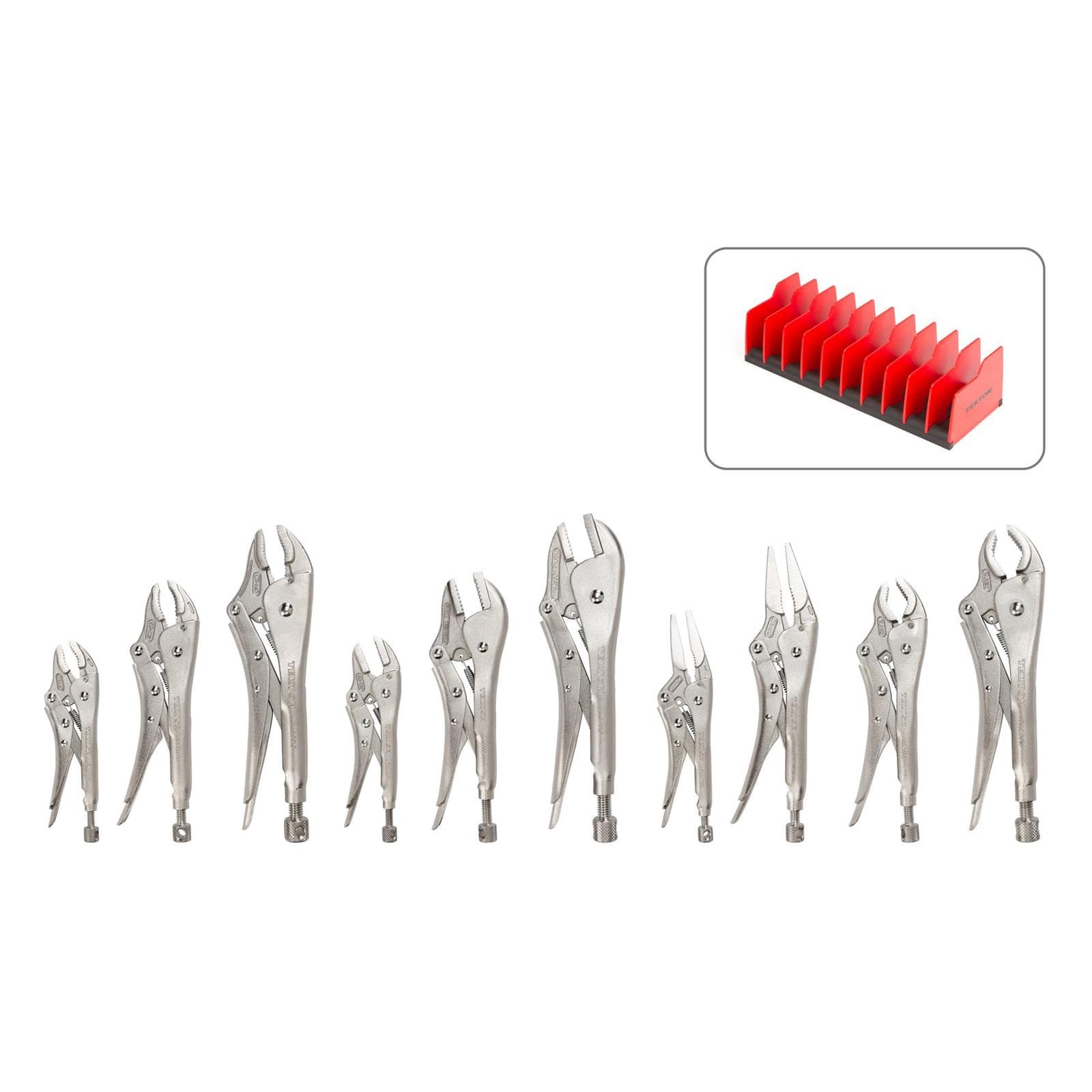Tekton PLK99904 Locking Pliers Set with Rack (10-Piece)