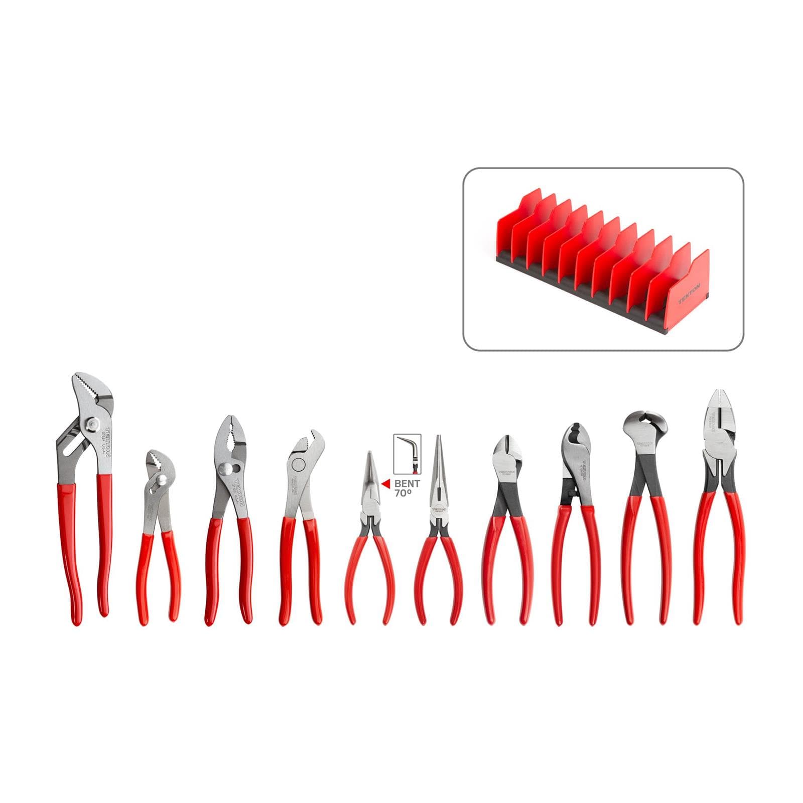 Tekton PLR99201 Gripping and Cutting Pliers Set with Rack