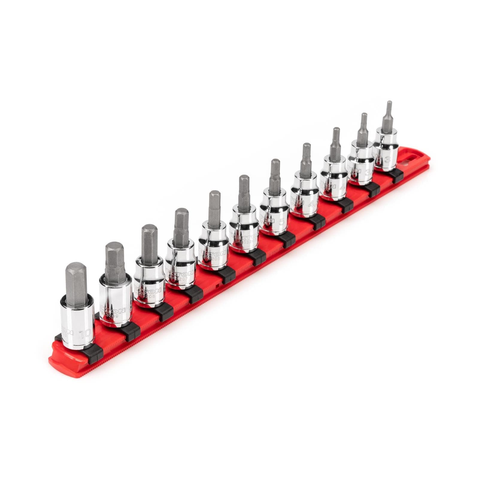 Tekton SHB91107 3/8" Drive Hex Bit Socket Set with Rail, 11-Piece