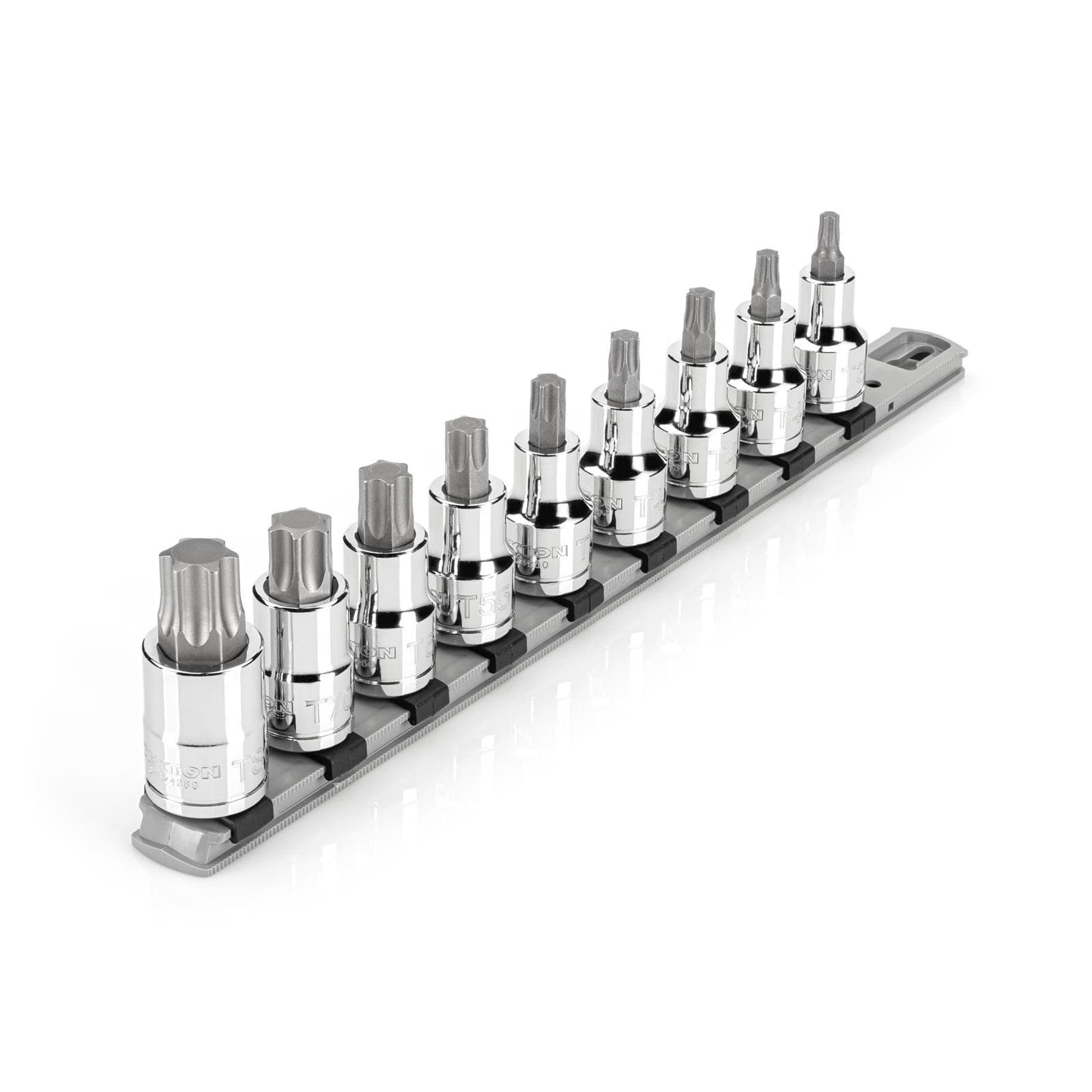 Tekton SHB92107 1/2" Drive Torx Bit Socket Set with Rail, 9-Piece