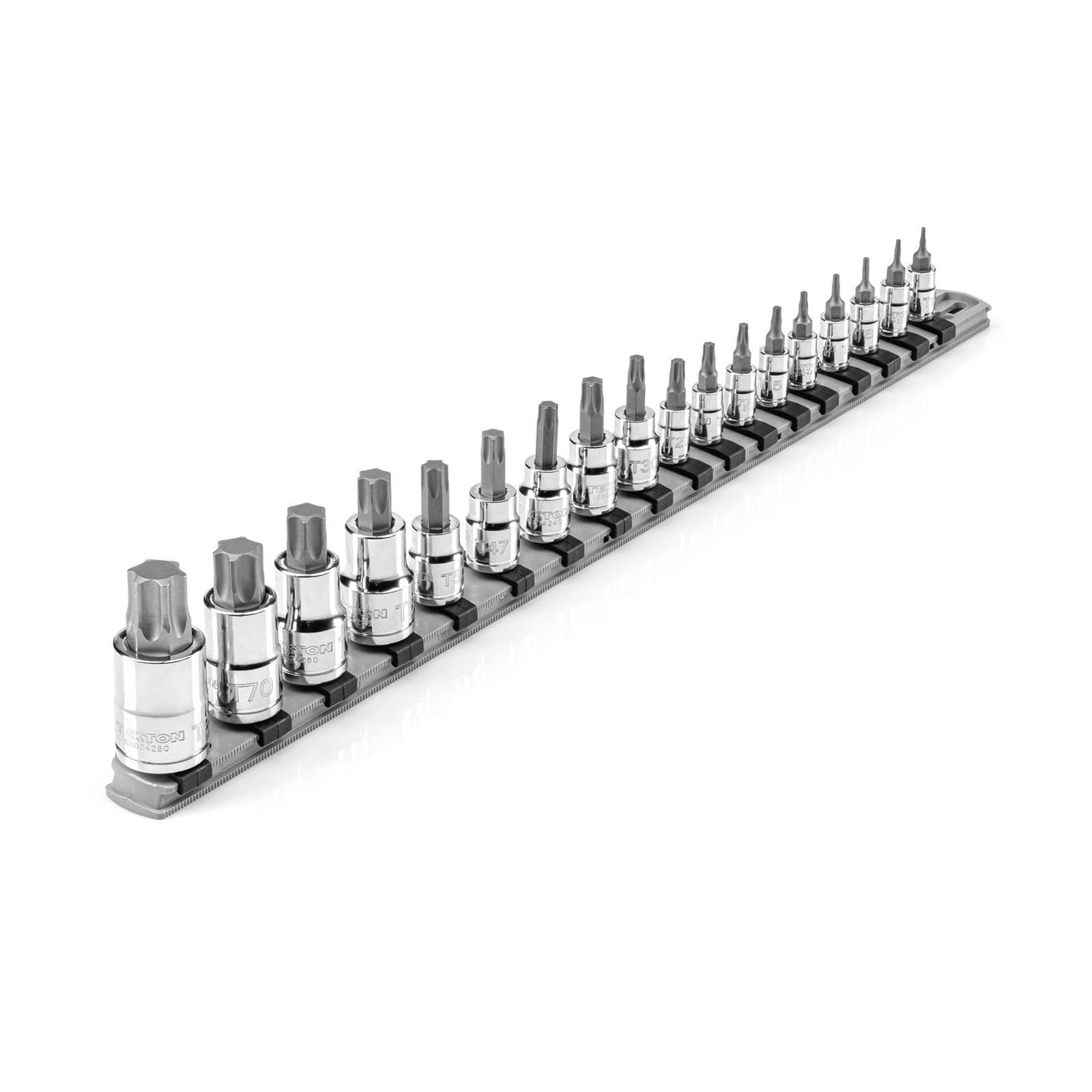 Tekton SHB99103 1/4, 3/8, 1/2" Drive Torx Bit Sockets, 18-Piece