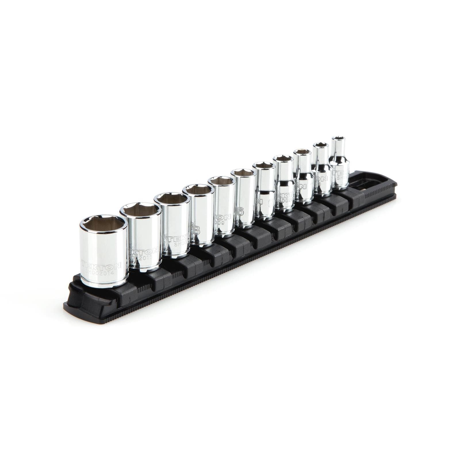 Tekton SHD90101 1/4" Drive 6-Point Socket Set with Rail, 11-Piece
