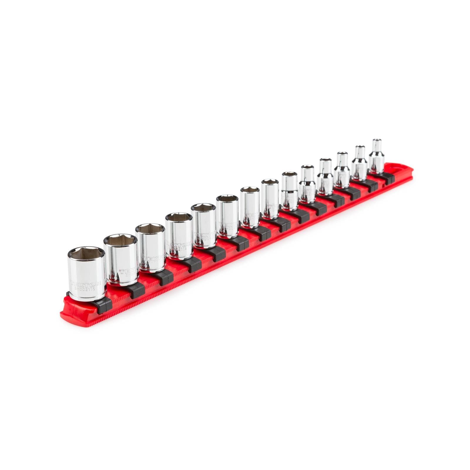 Tekton SHD90111 1/4" Drive 6-Point Socket Set with Rail, 14-Piece