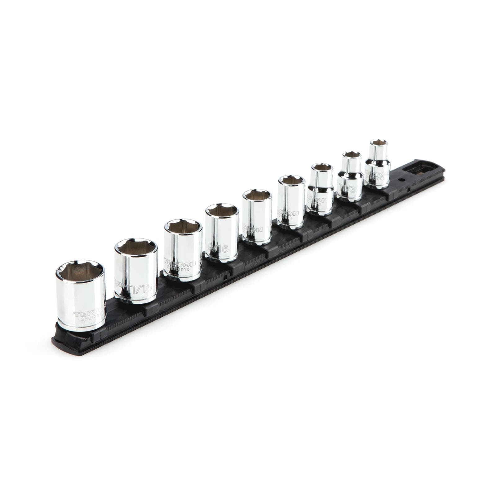 Tekton SHD91101 3/8" Drive 6-Point Socket Set with Rail, 9-Piece