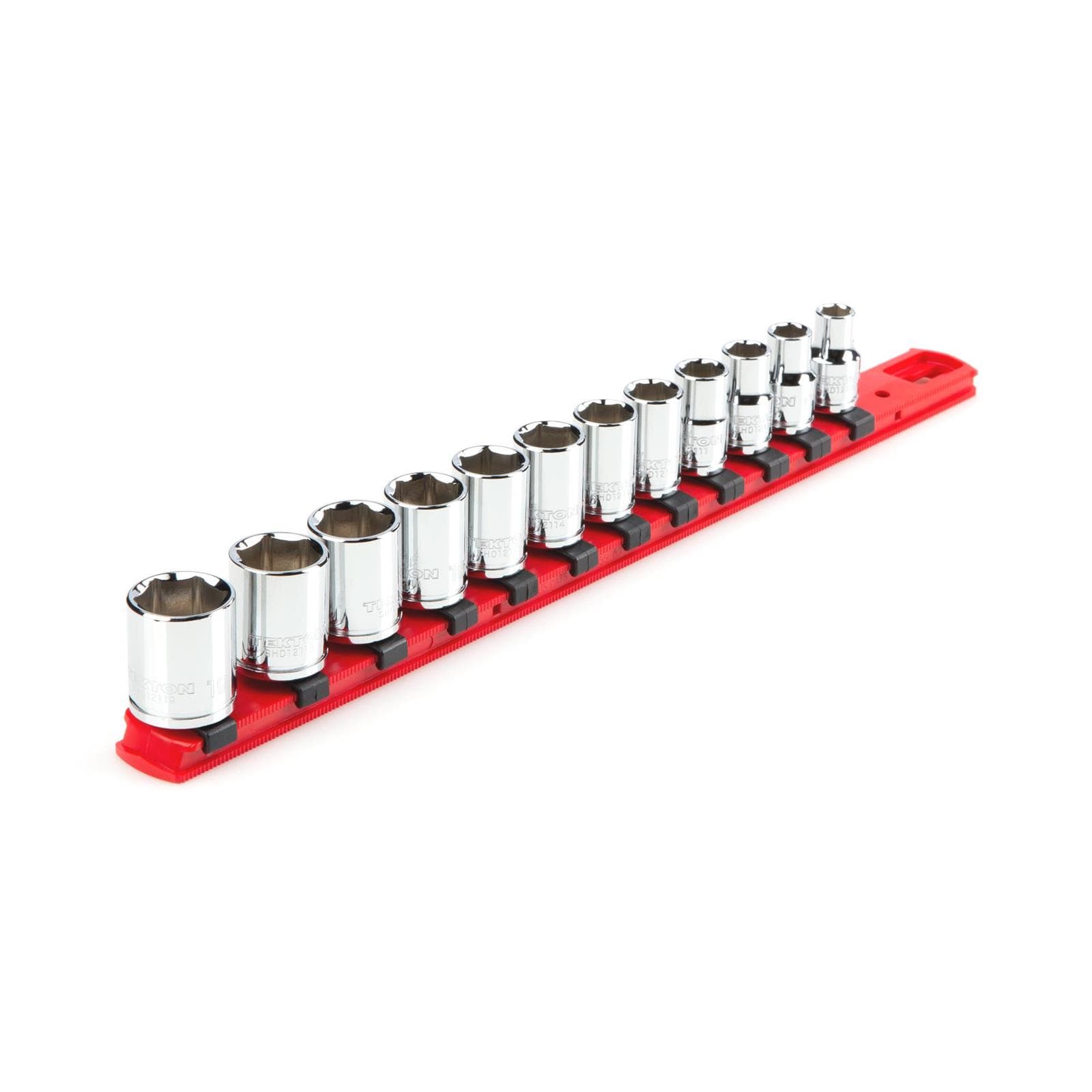 Tekton SHD91102 3/8" Drive 6-Point Socket Set with Rail, 12-Piece