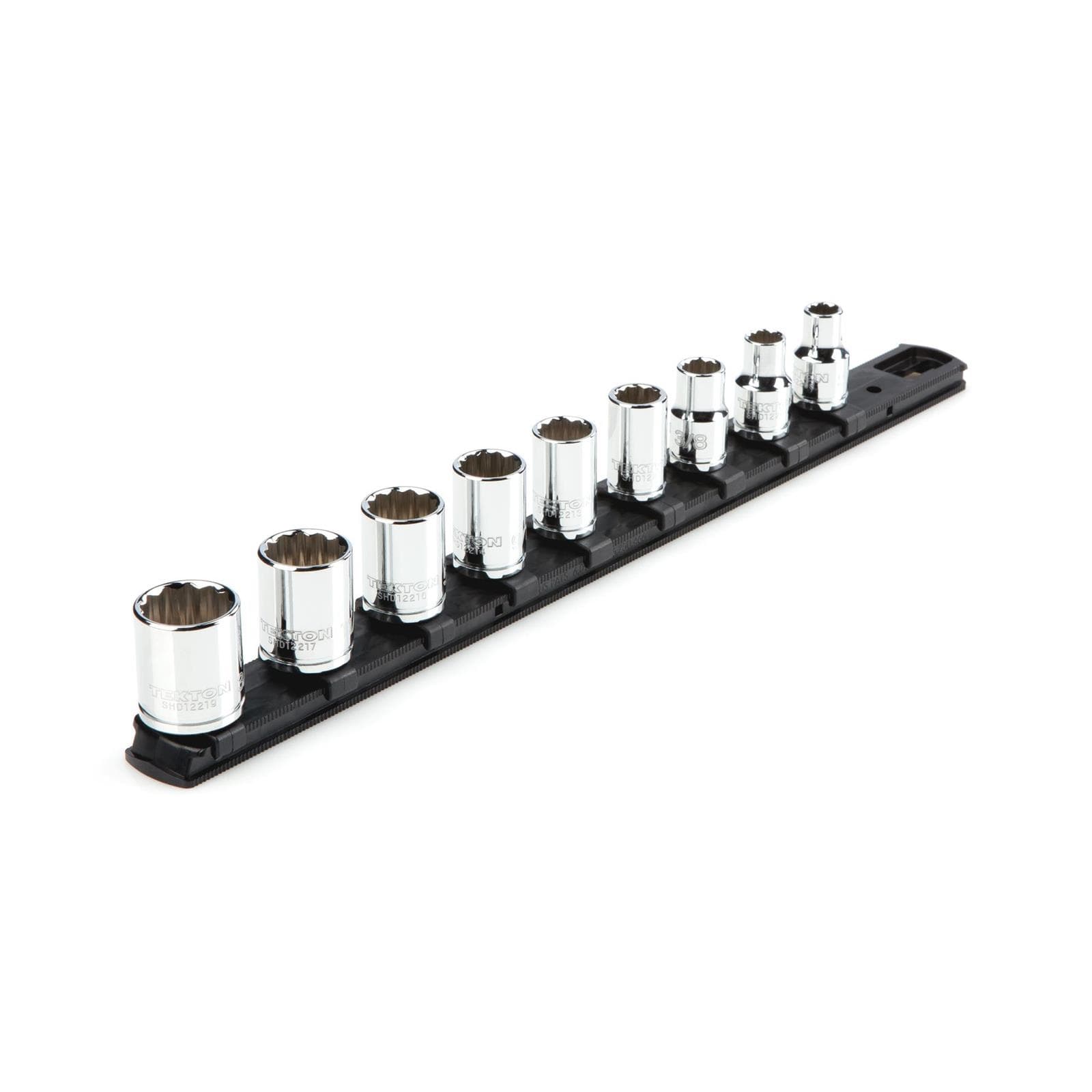 Tekton SHD91103 3/8" Drive 12-Point Socket Set with Rail, 9-Piece