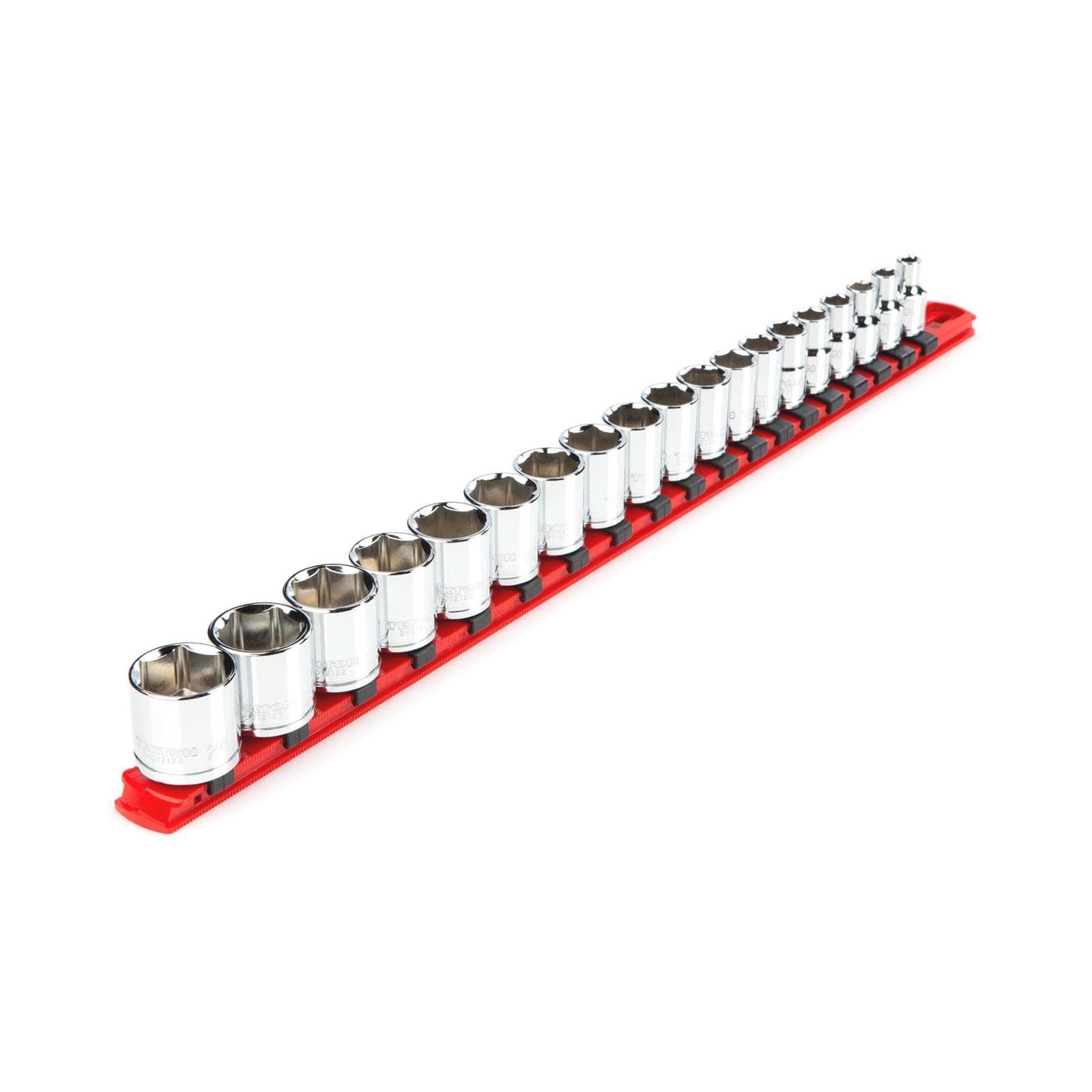 Tekton SHD91110 3/8" Drive 6-Point Socket Set with Rail, 19-Piece