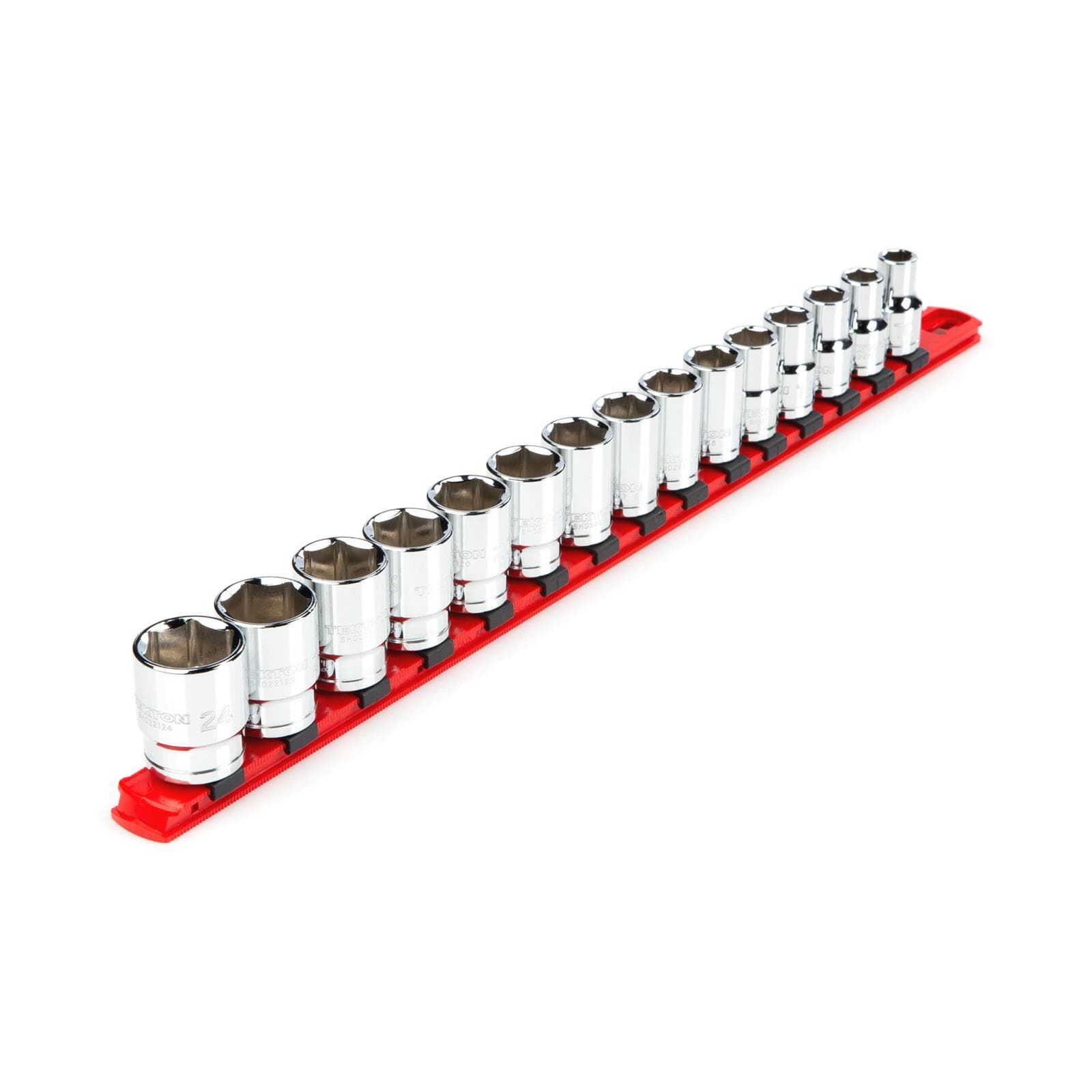 Tekton SHD92102 1/2" Drive 6-Point Socket Set with Rail, 15-Piece