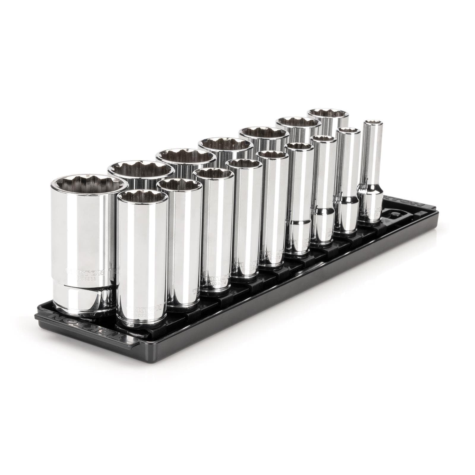 Tekton SHD92119 1/2" Drive Deep 12-Point Socket Set, 16-Piece