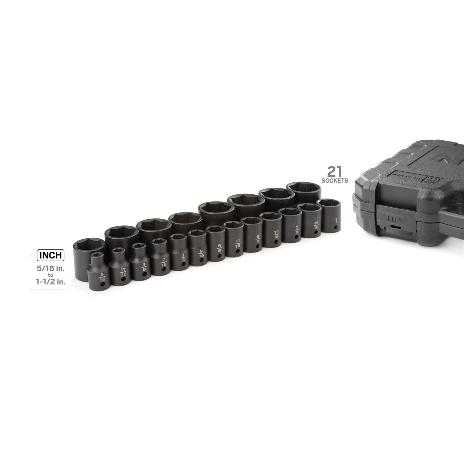 Tekton SID92302 1/2" Drive 6-Point Impact Socket Set, 21-Piece